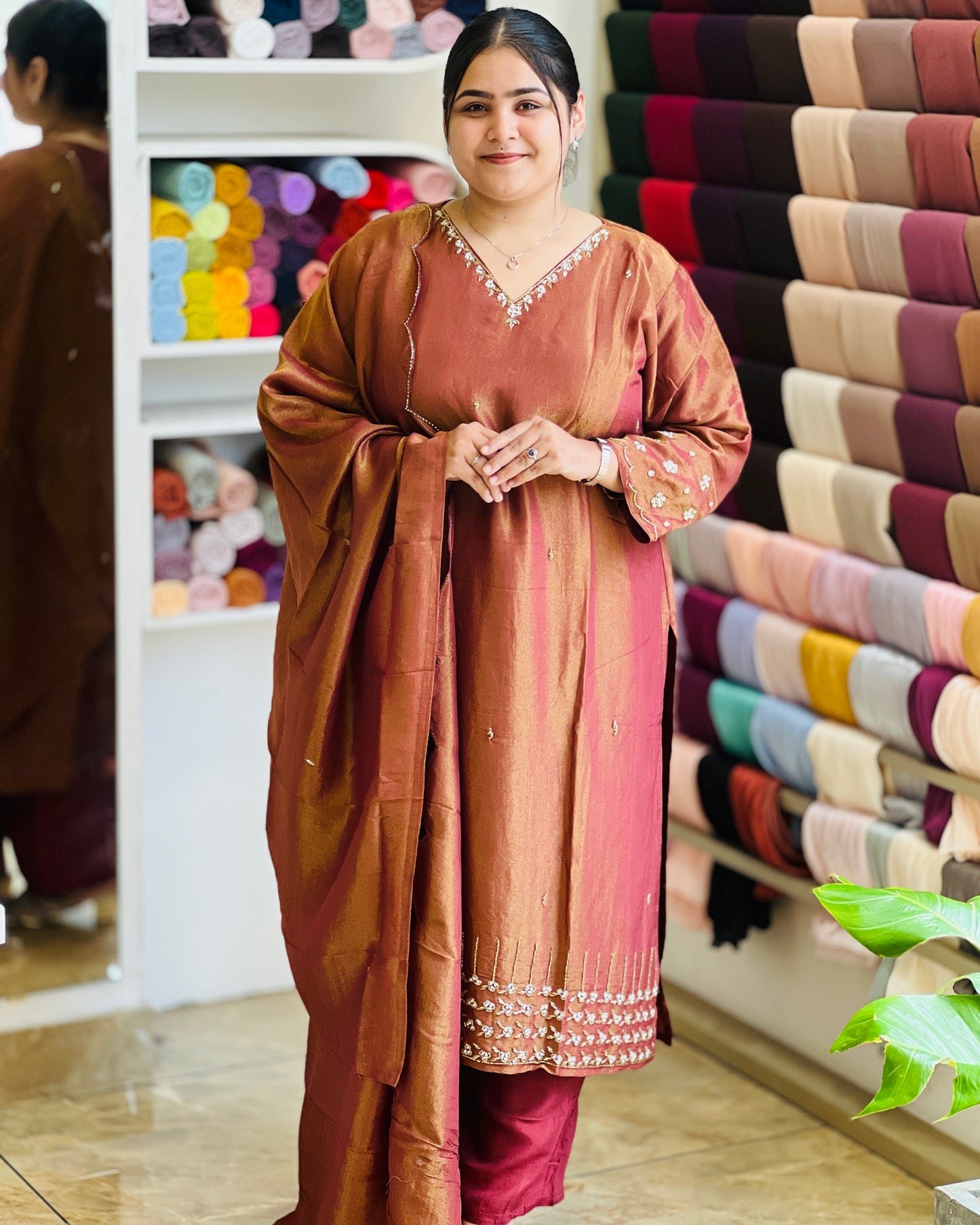 Golden Haze Tissue salwar