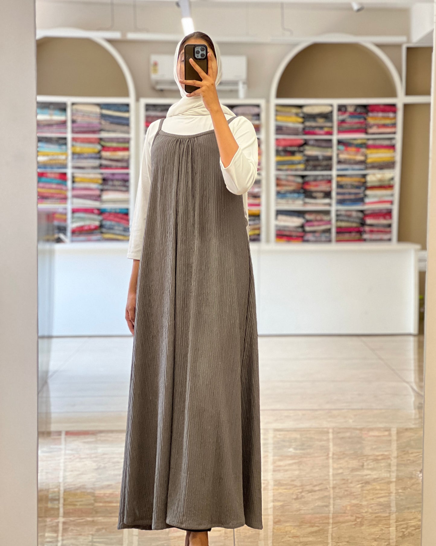 Tela by ash women free size pinafore with inner long dress
