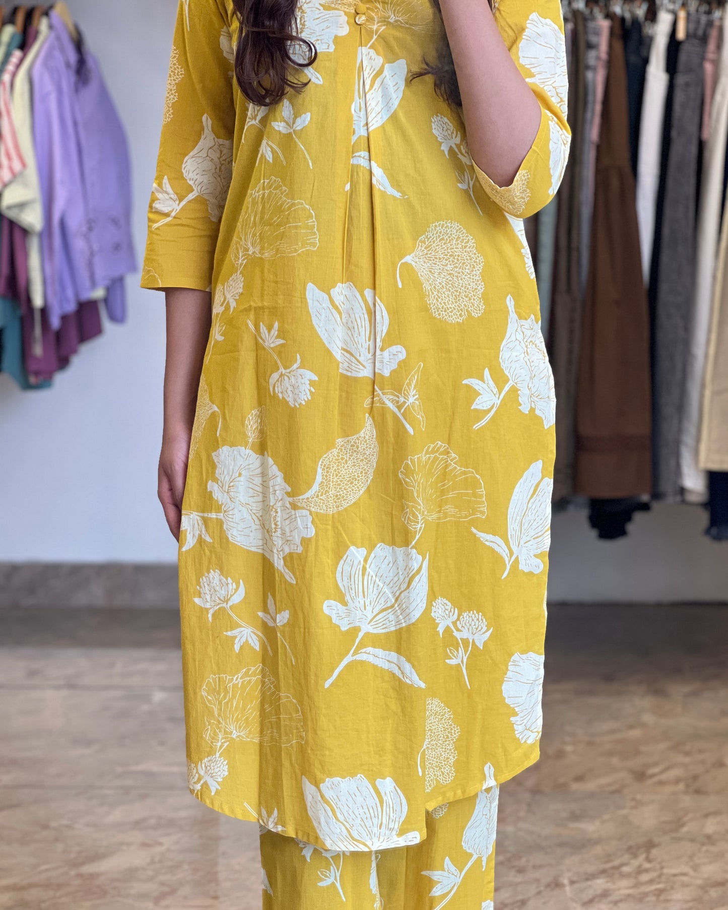 Yellow floral print loungewear co-ord set