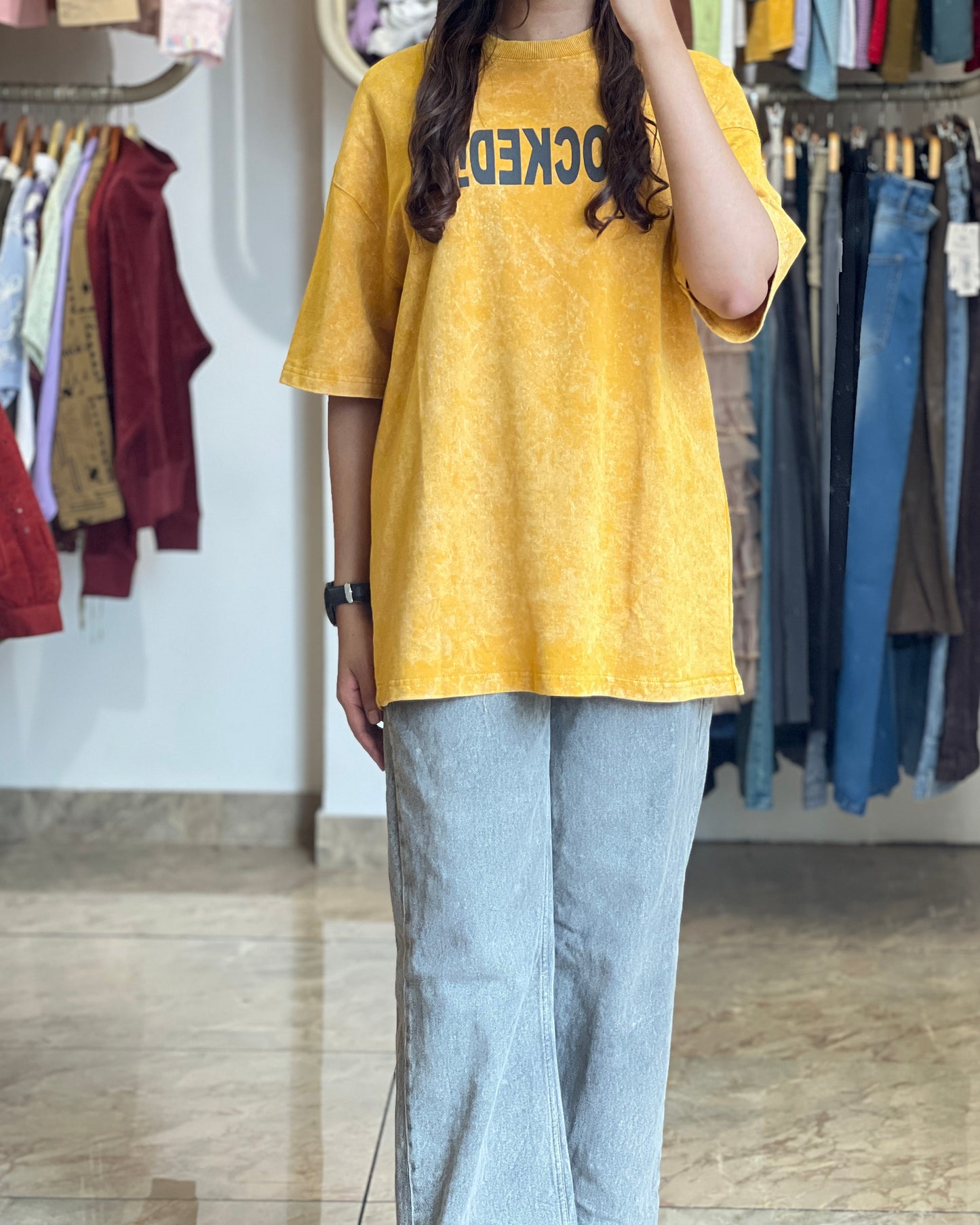 Tela by ash women oversized acid wash t-shirt