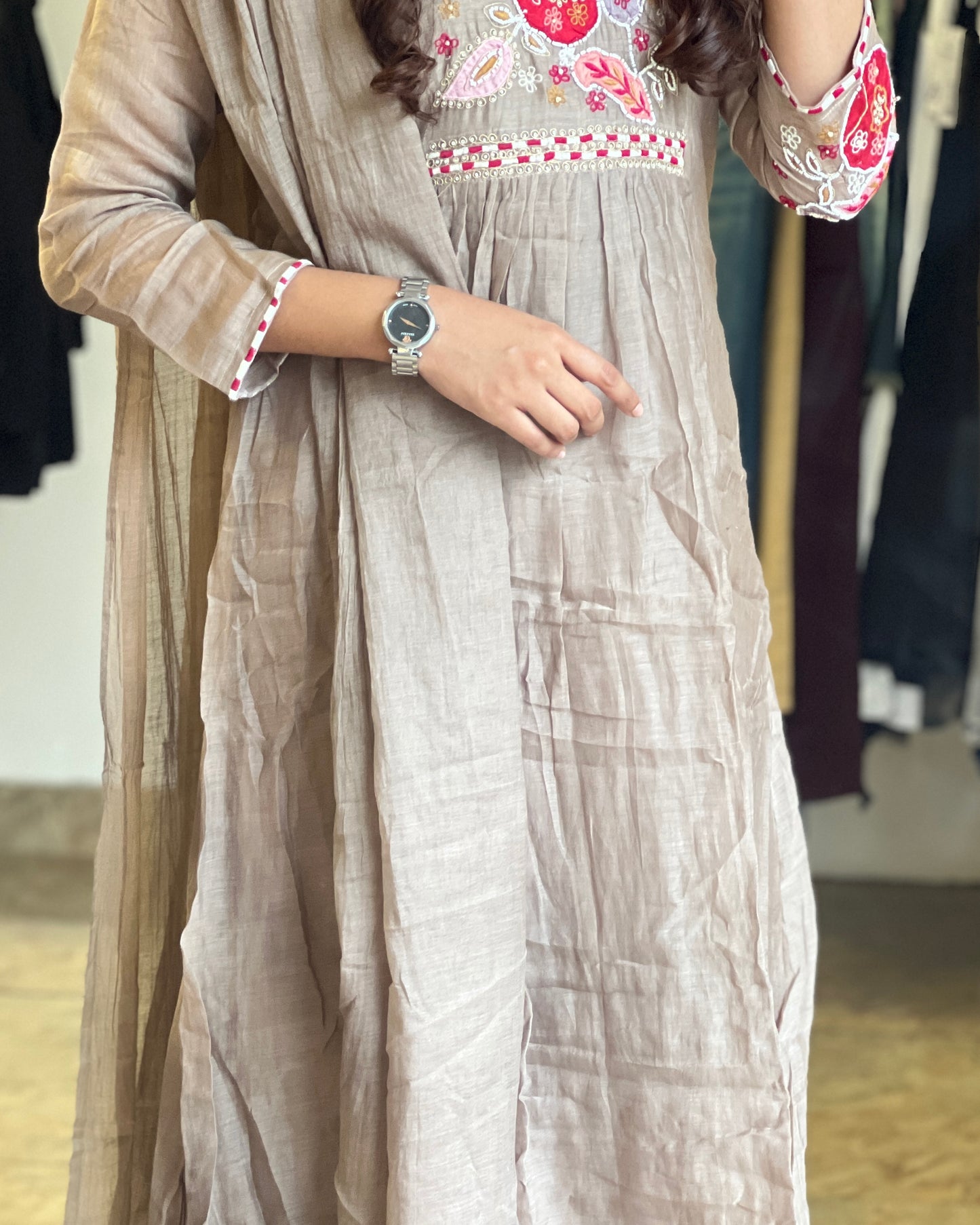 Women cotton salwar with hand embroidery