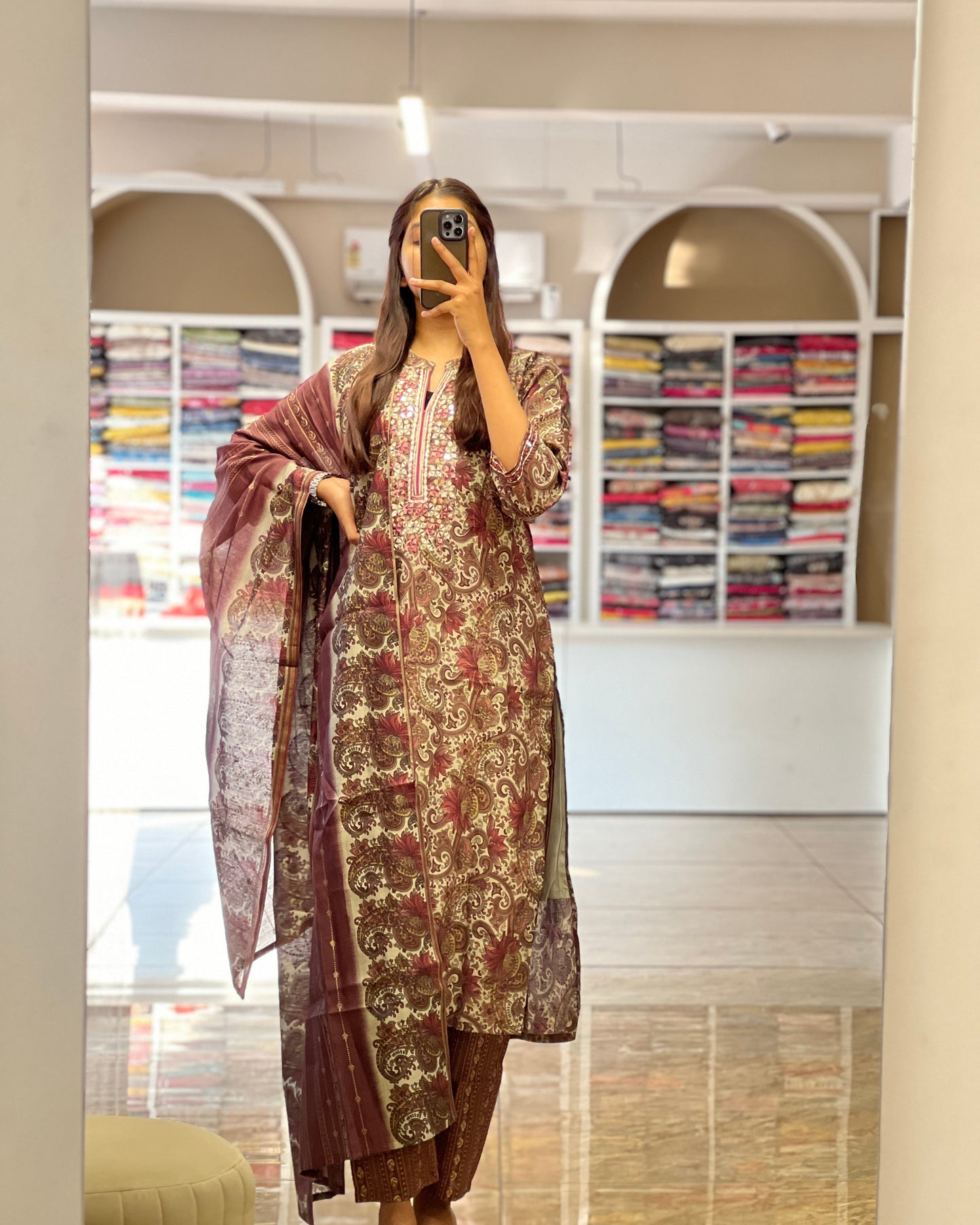 Tela by ash women printed muslin suit set