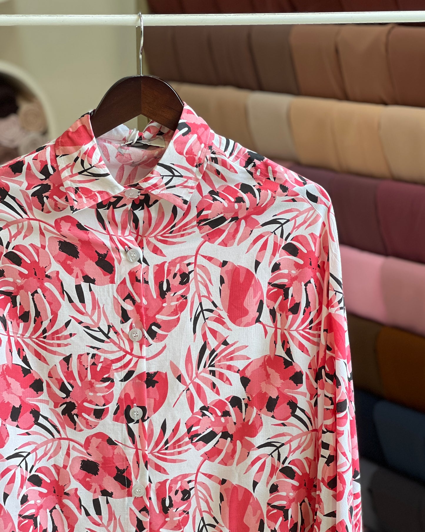 Tela by ash women pink tropical shirt