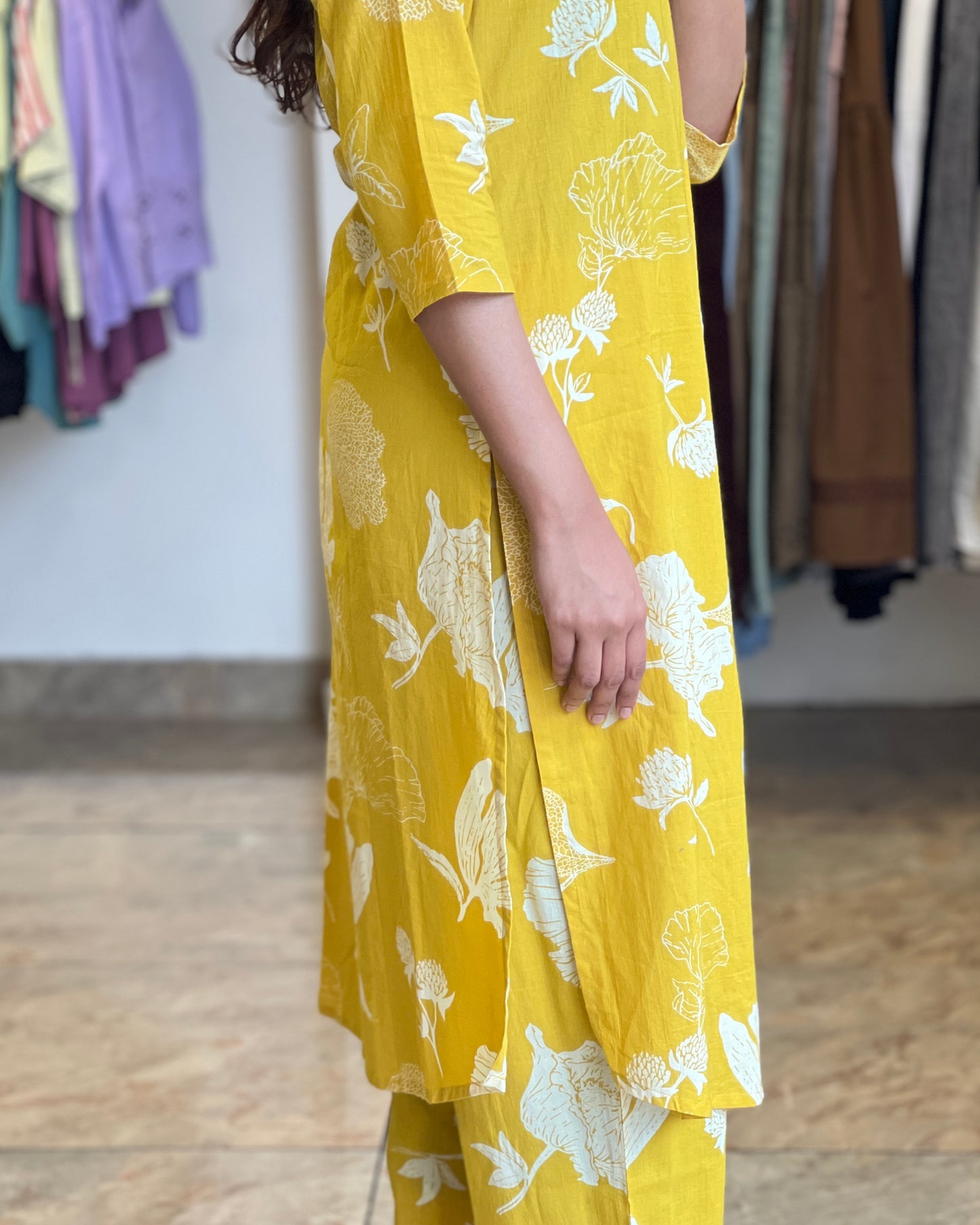 Yellow floral print loungewear co-ord set