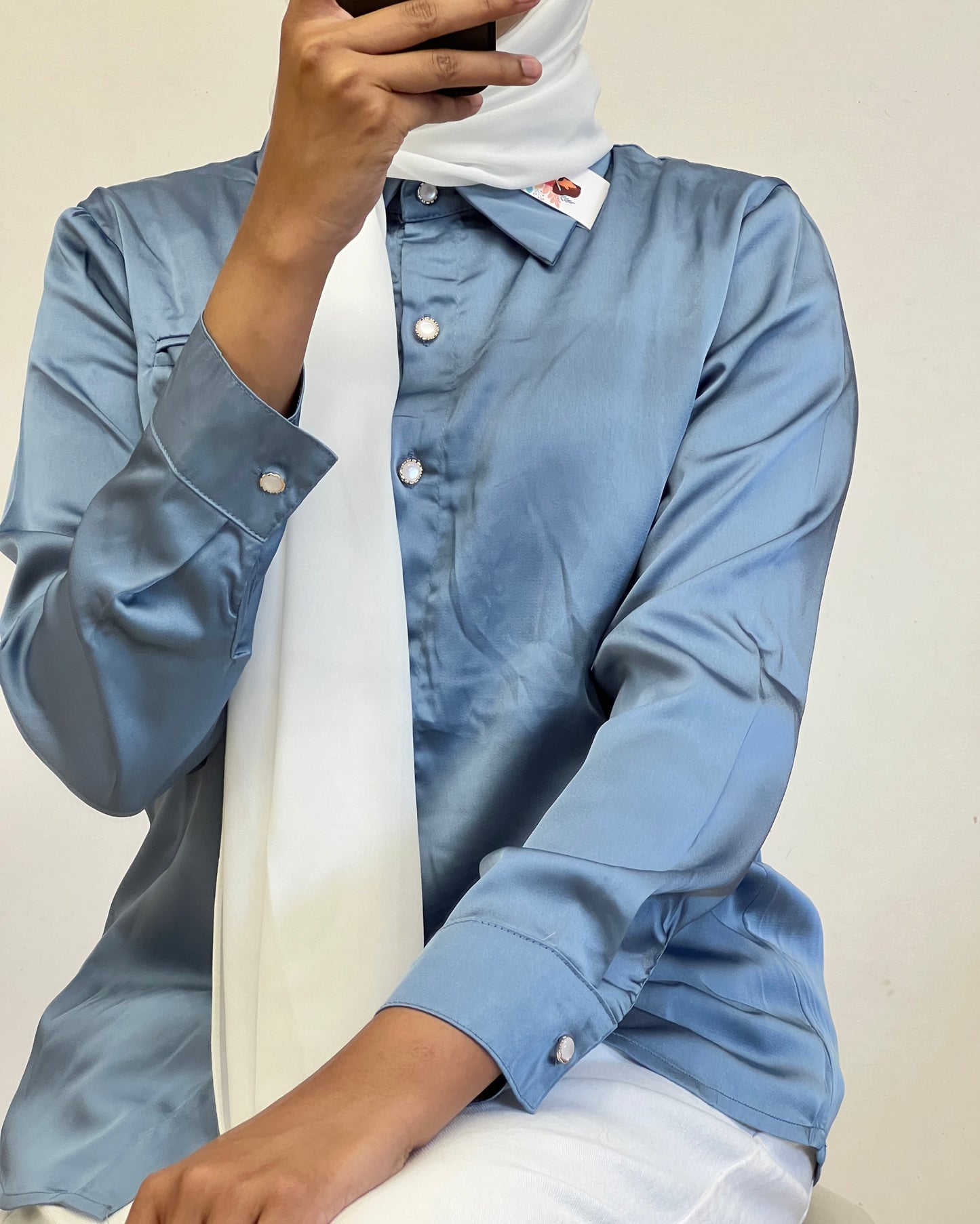Tela by ash women light blue satin shirt