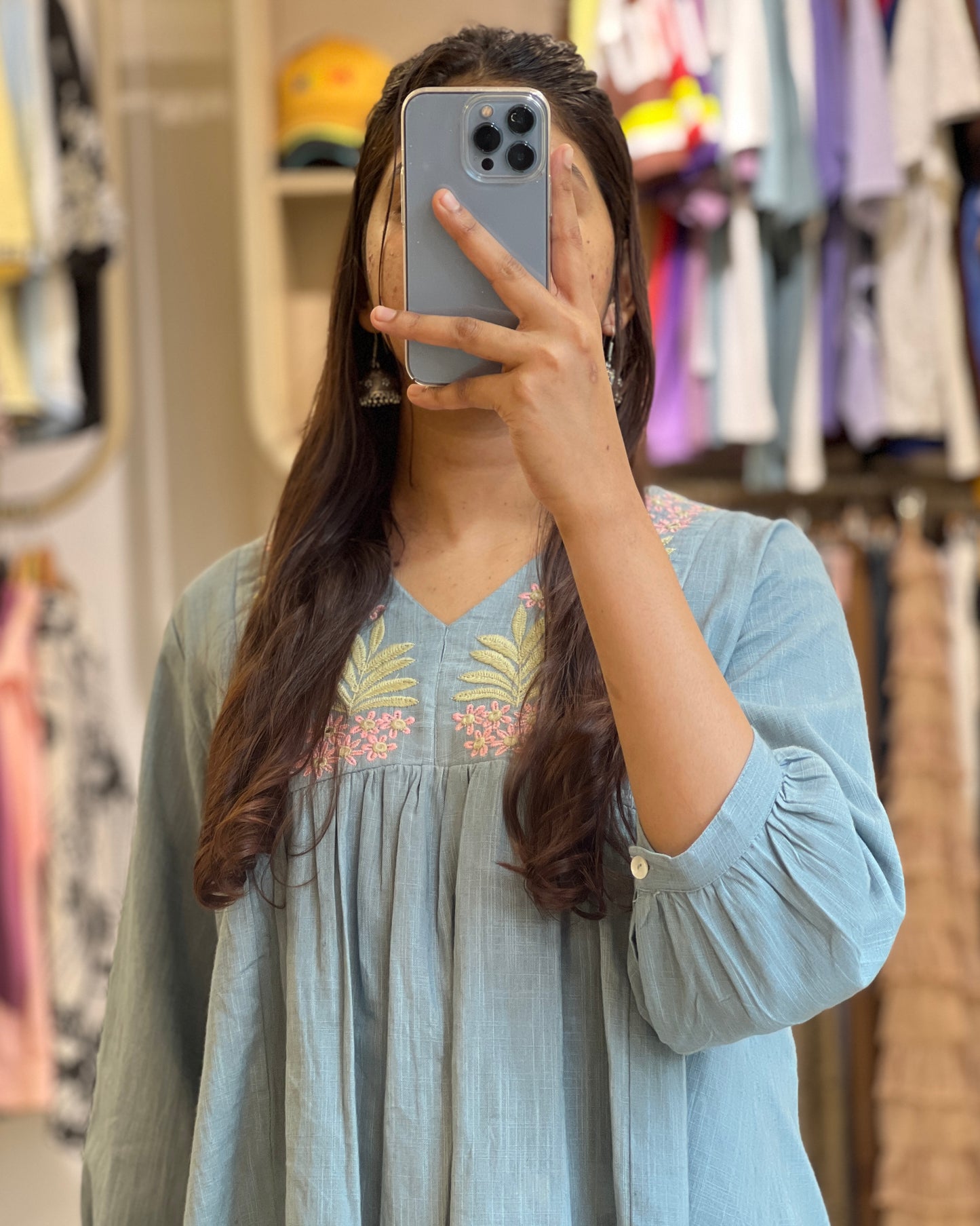 Tela by ash women sky blue short top