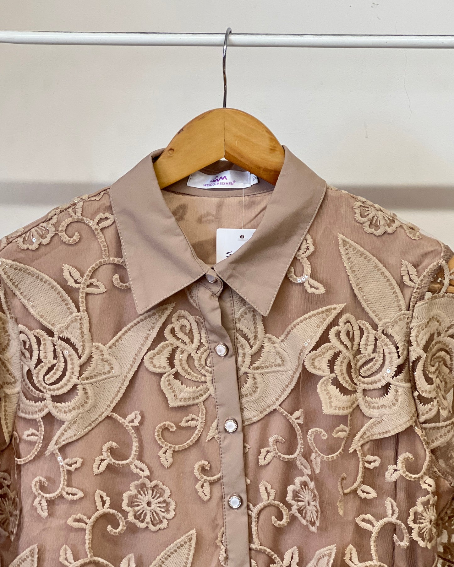 Tela by ash women light brown lace shirt