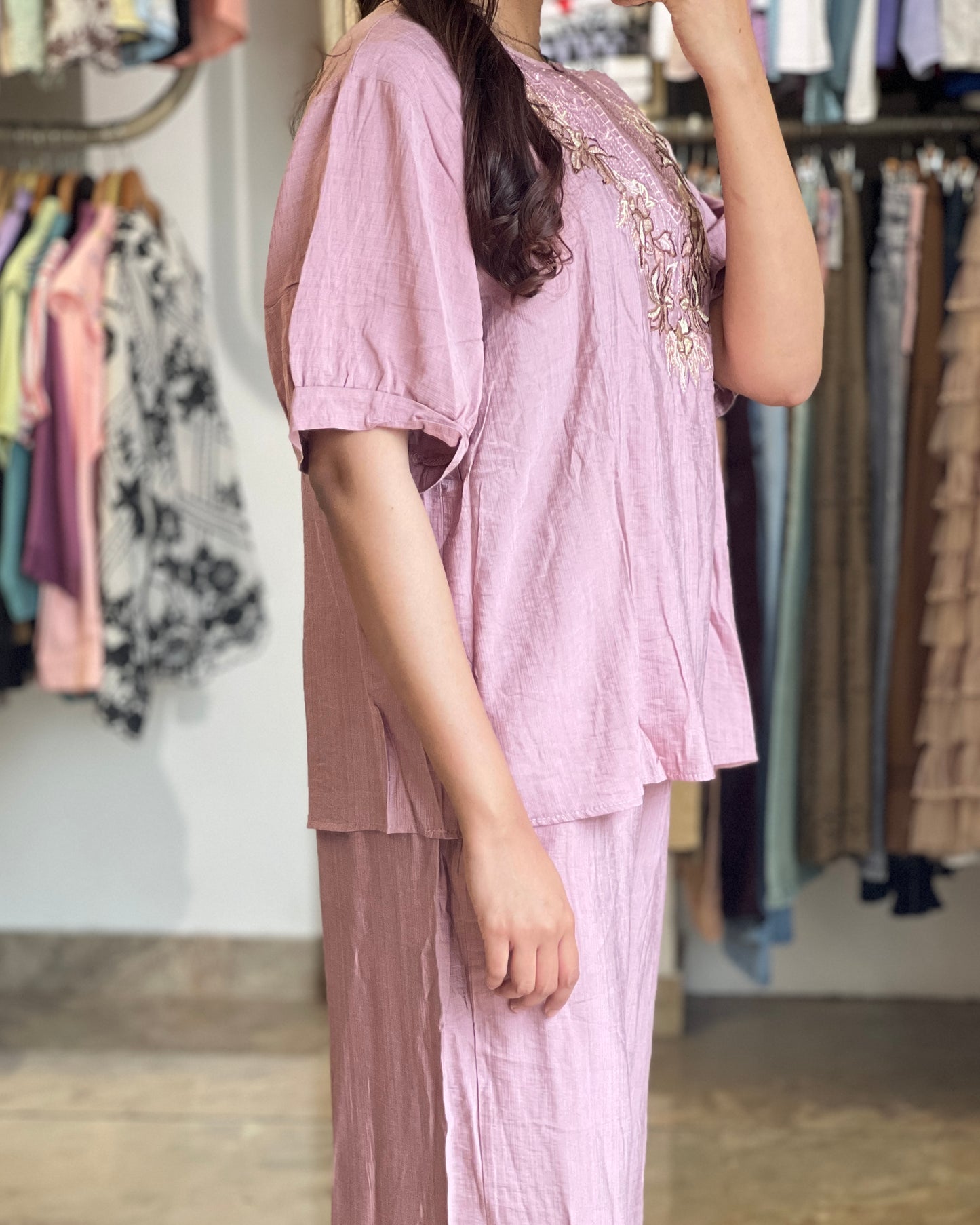 Tela by ash women pink casual co-ord set