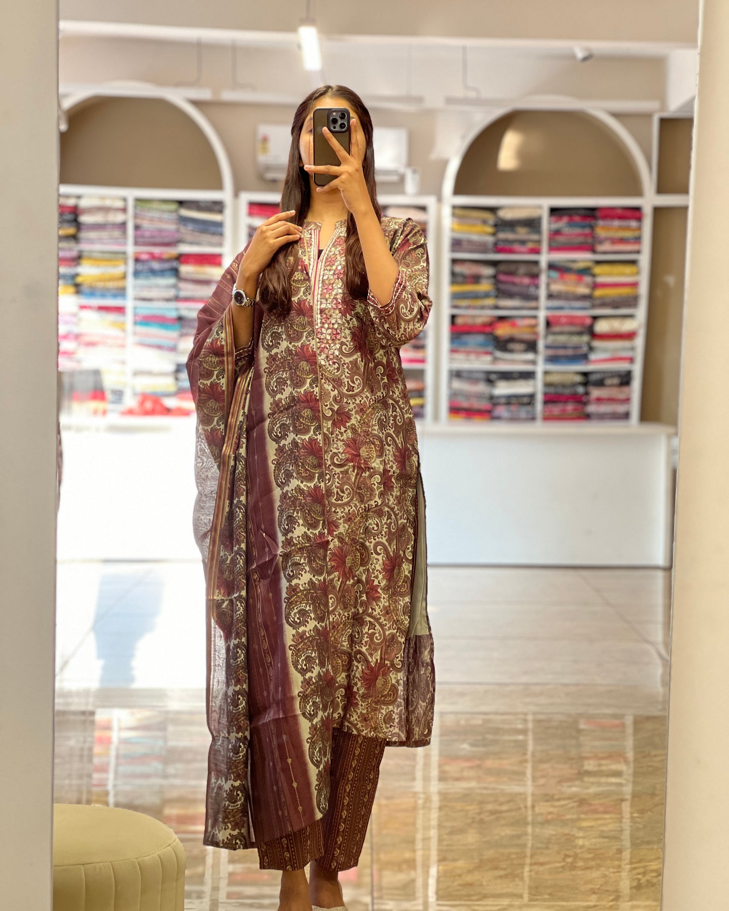 Tela by ash women printed muslin suit set