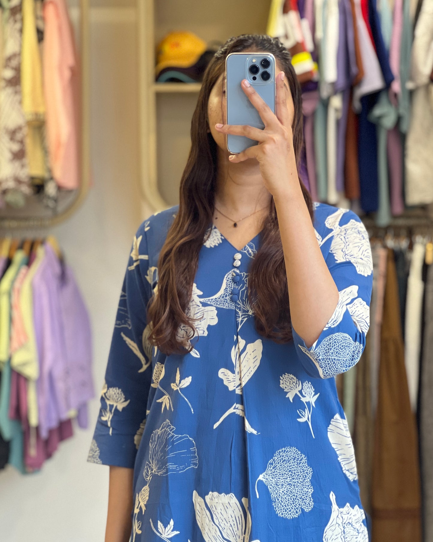 Blue floral print loungewear co-ord set