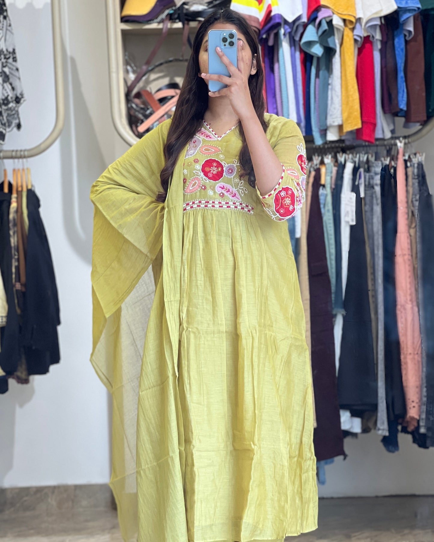 Women cotton salwar with hand embroidery