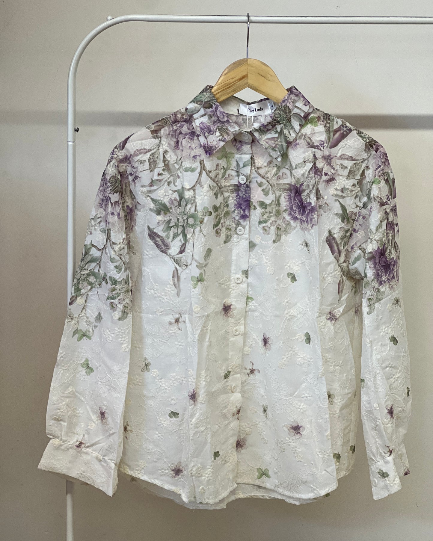 Tela by ash women beautiful purple floral print shirt
