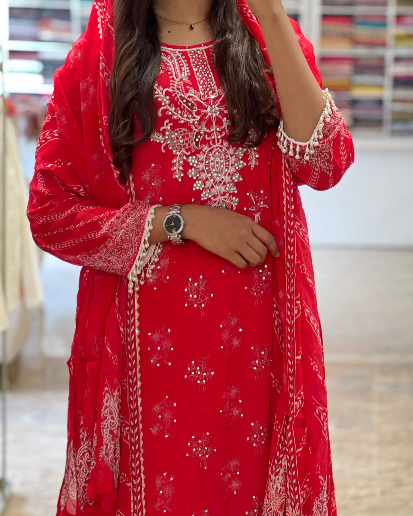Tela by ash women premium chiffon Partywear wear set
