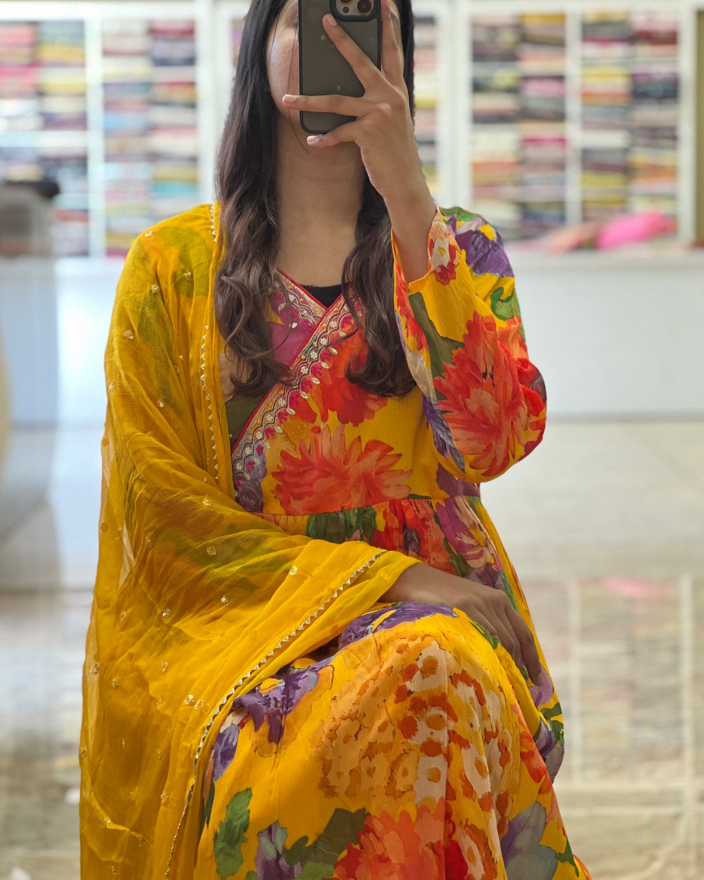 Tela by ash women chiffon Anarkali set
