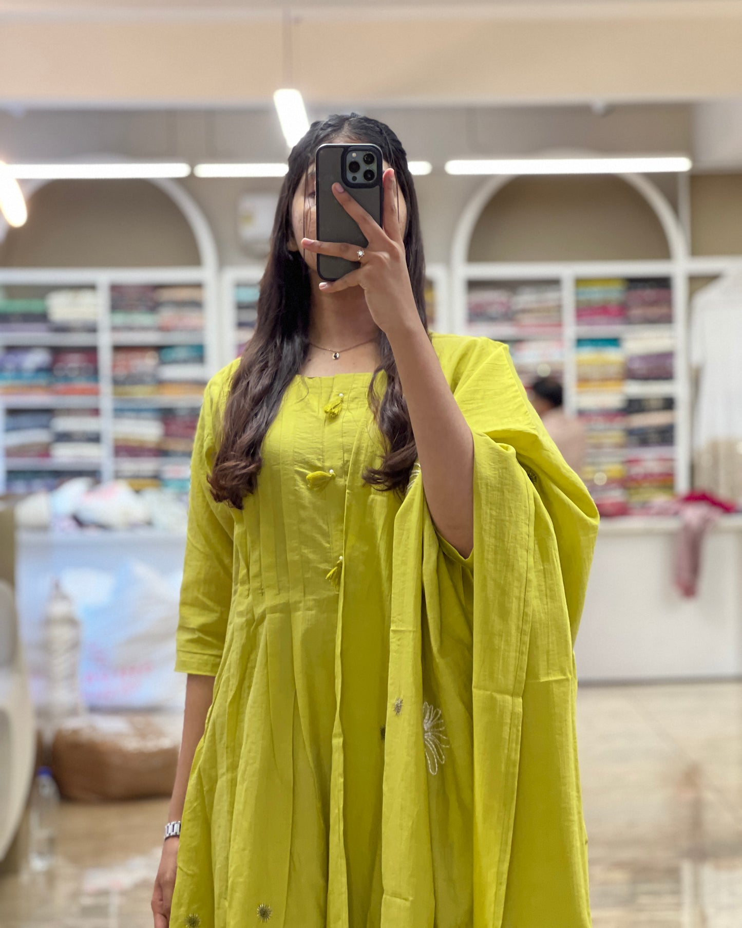 Telabyash woman premium green Partywear anarkali suit set