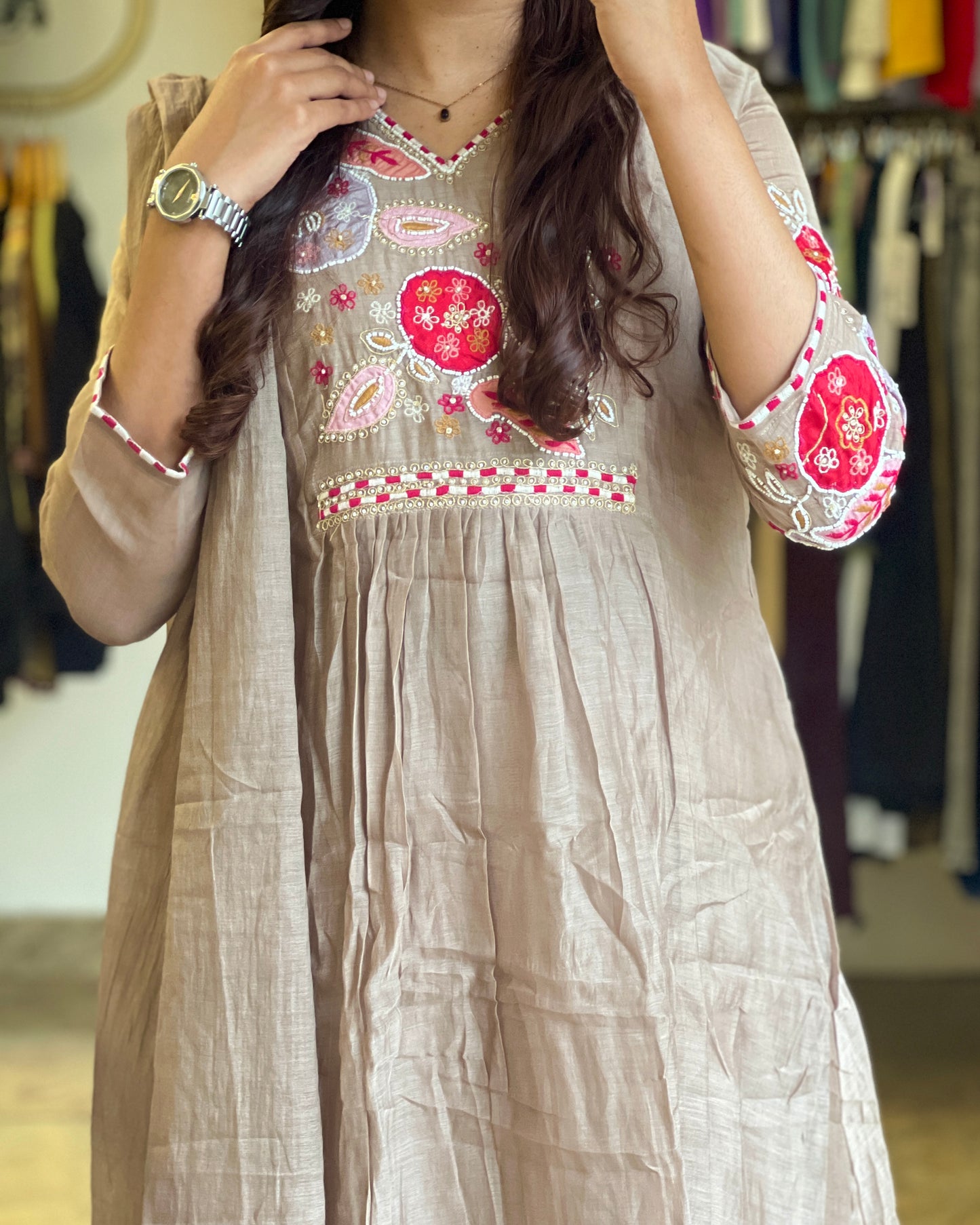 Women cotton salwar with hand embroidery