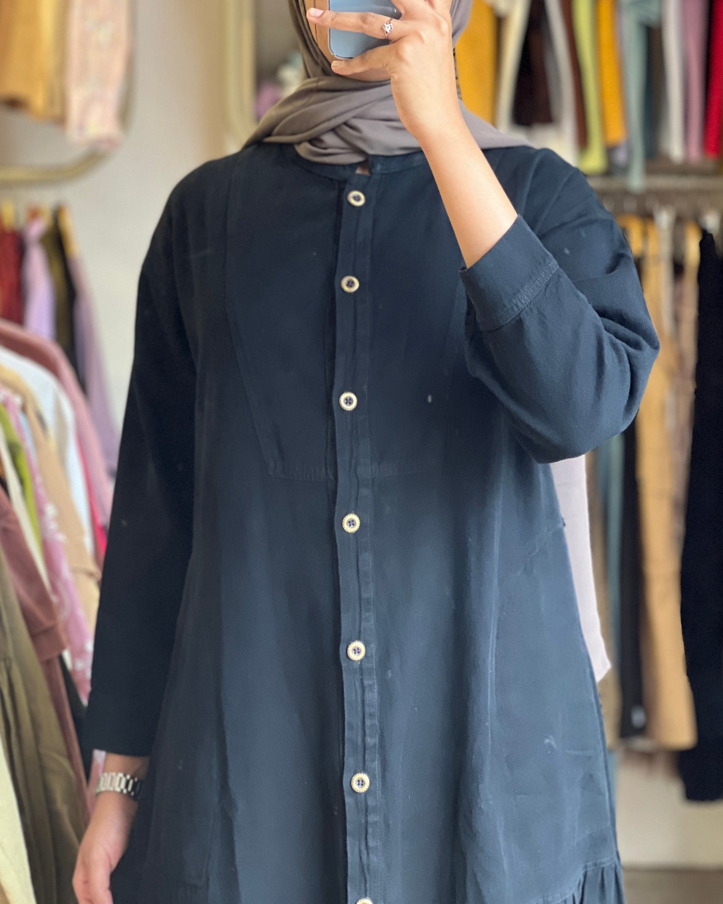 Tela by ash women black denim gown