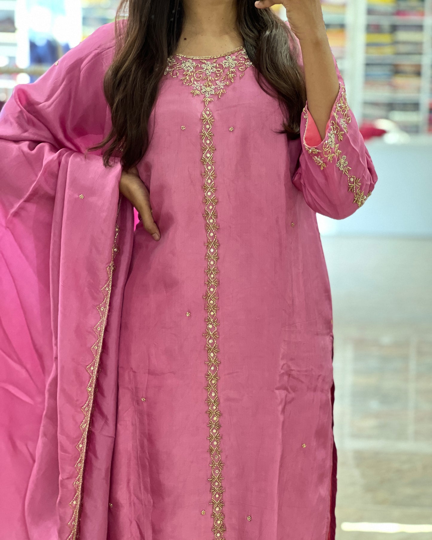 Tela by ash women straight cut upada silk party wear salwar suit