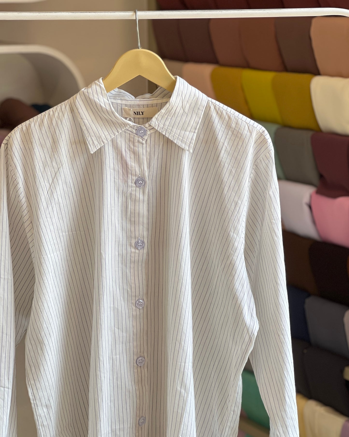 White Striped oversized button-down shirt
