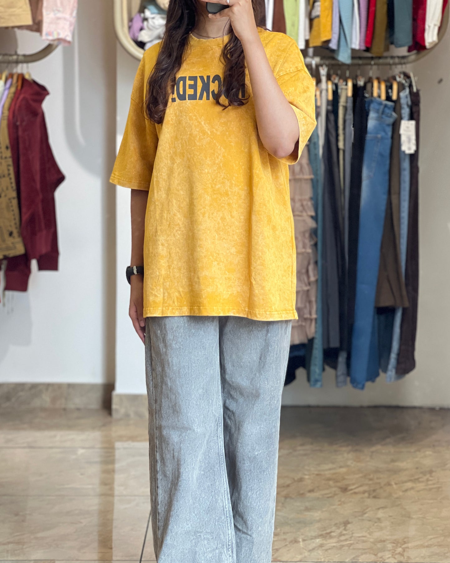 Tela by ash women oversized acid wash t-shirt