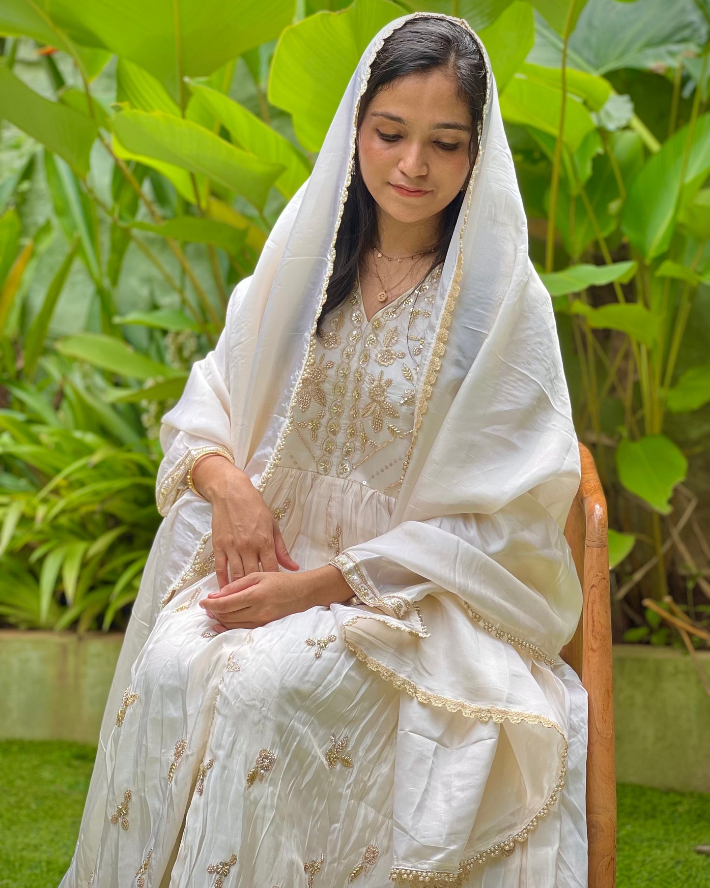White three-piece salwar set