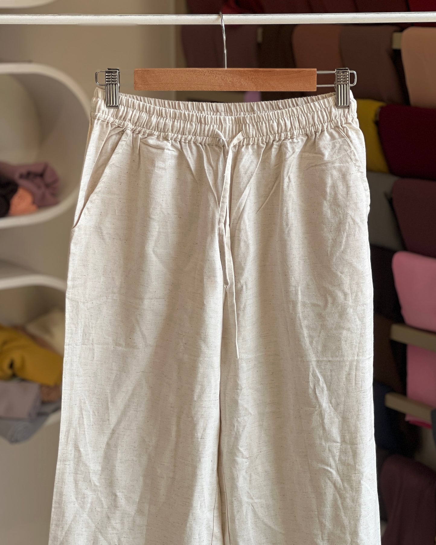 Linen straight fit pant