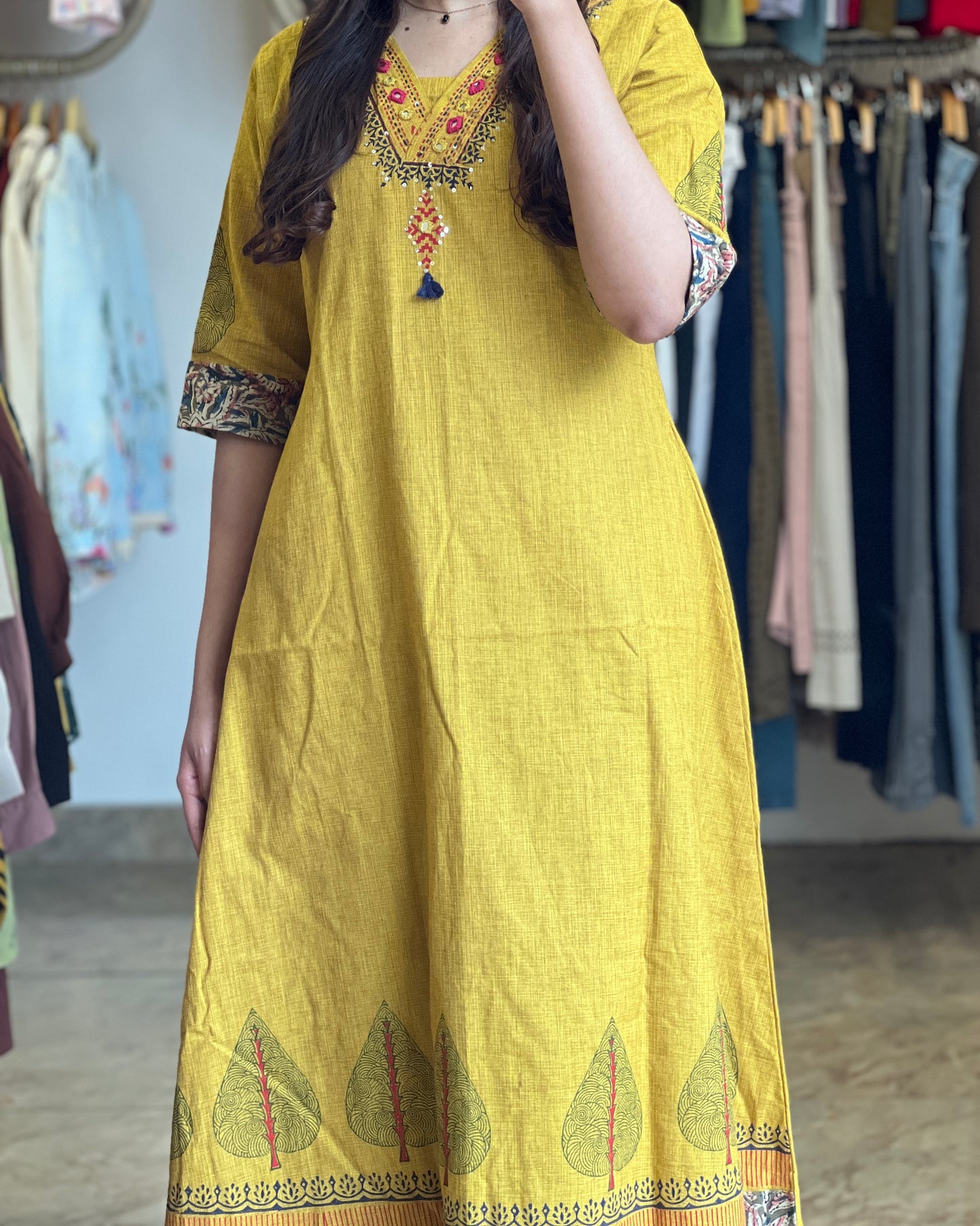 Tela by ash women yellow cotton co-ord set