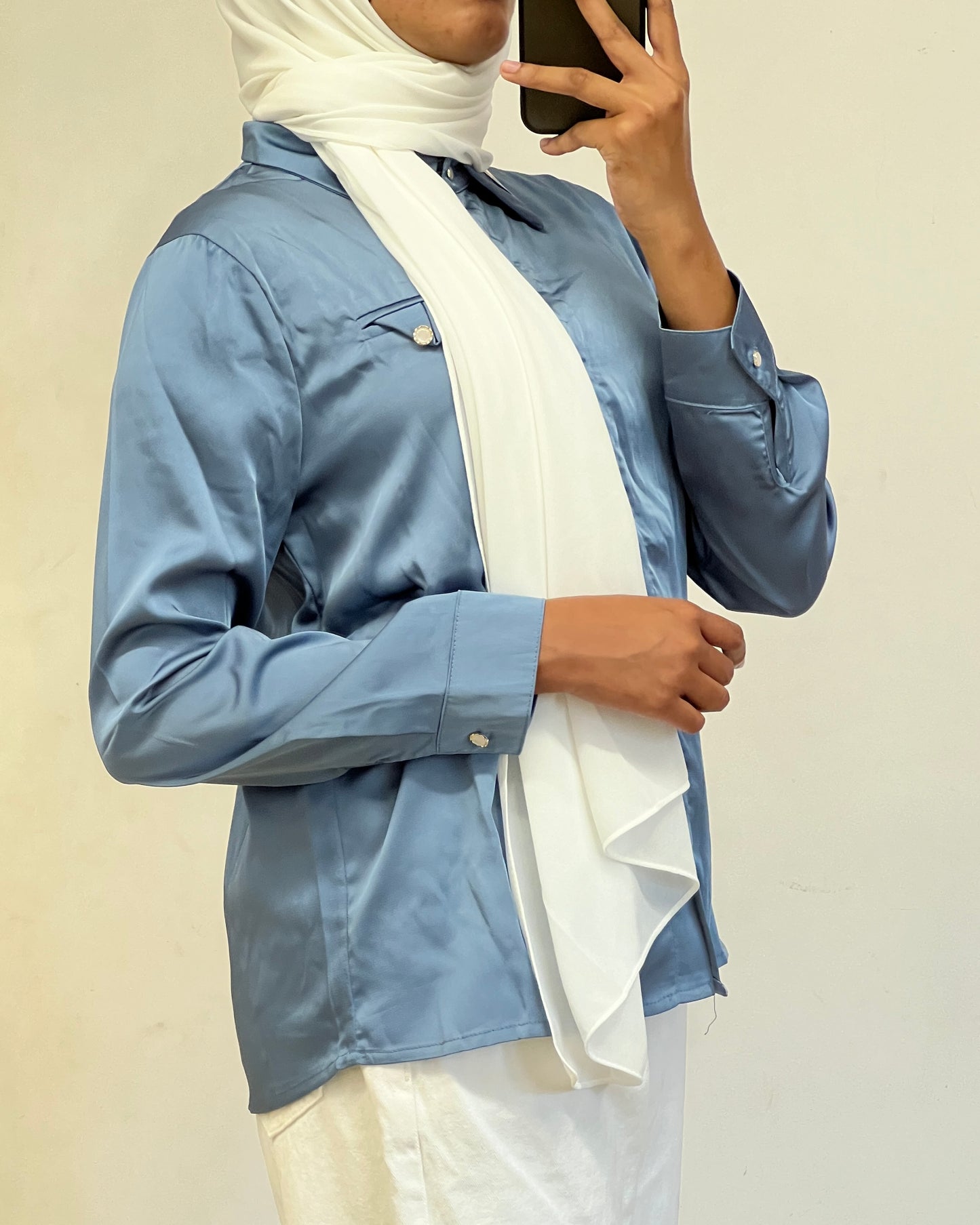 Tela by ash women light blue satin shirt