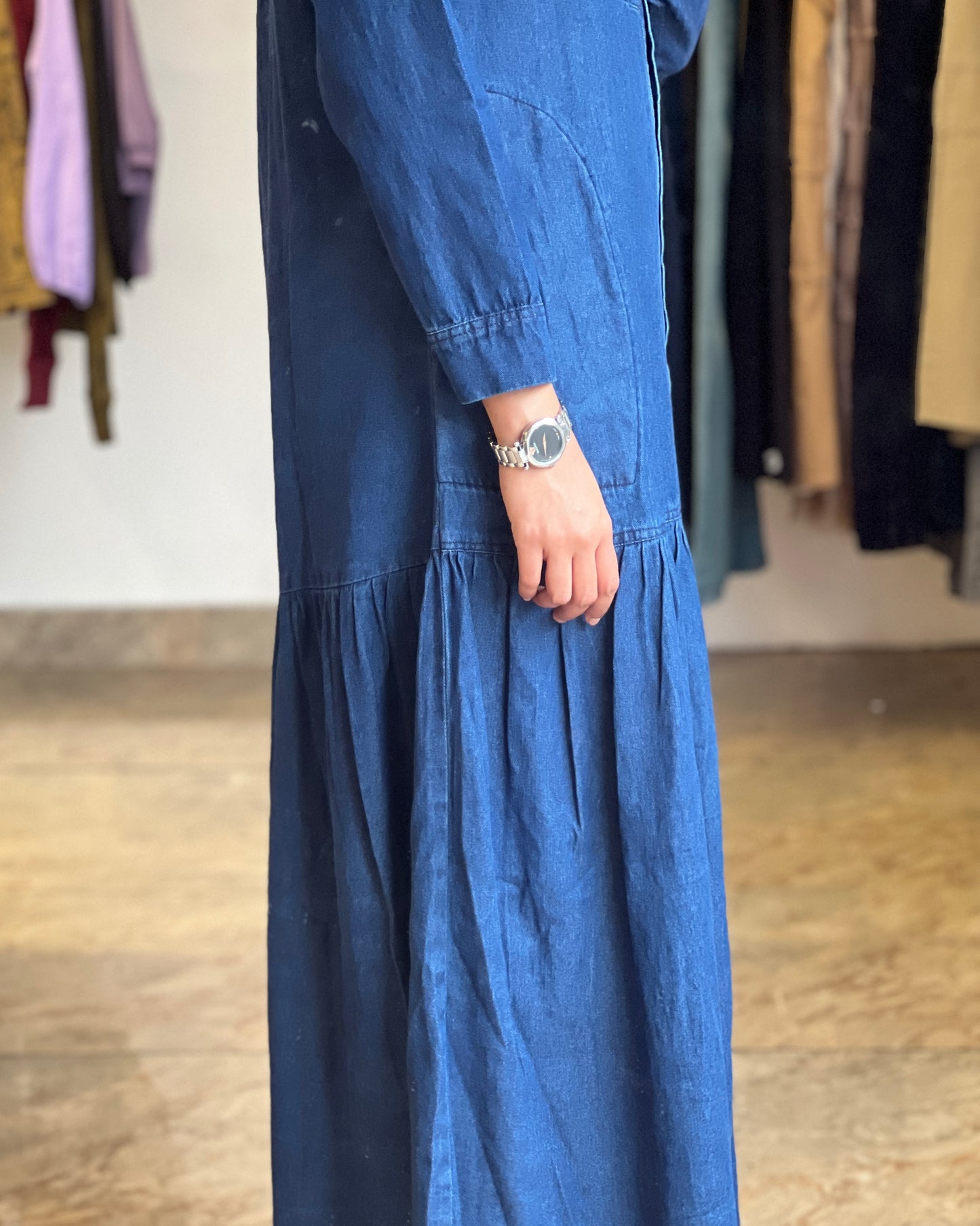 Tela by ash women blue denim gown