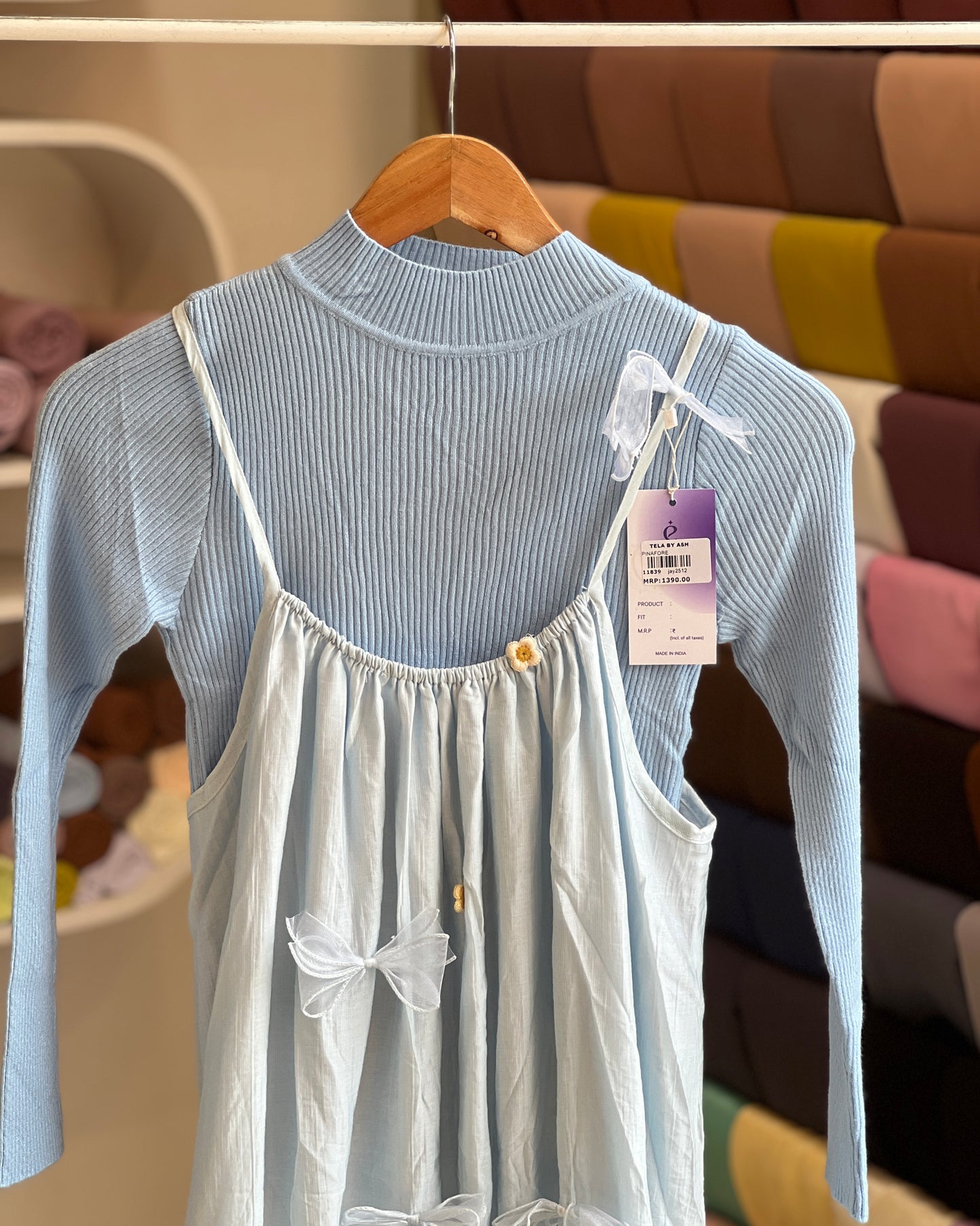 Sky blue Imported pinafore