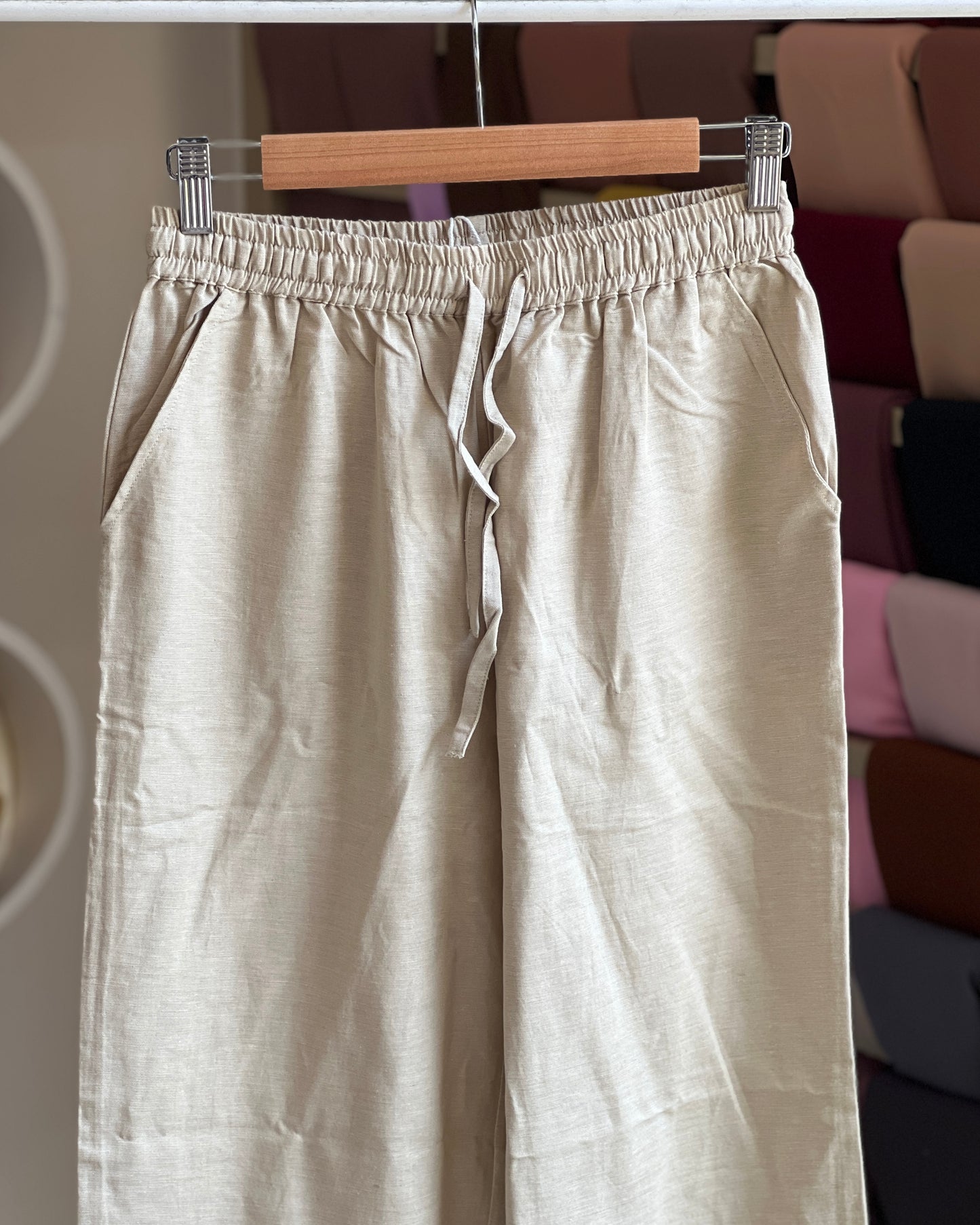 Linen straight fit pant