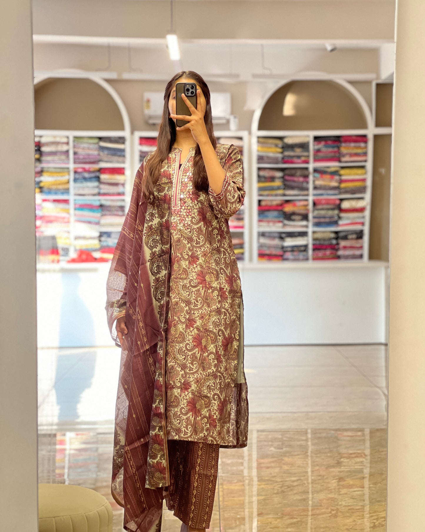 Tela by ash women printed muslin suit set
