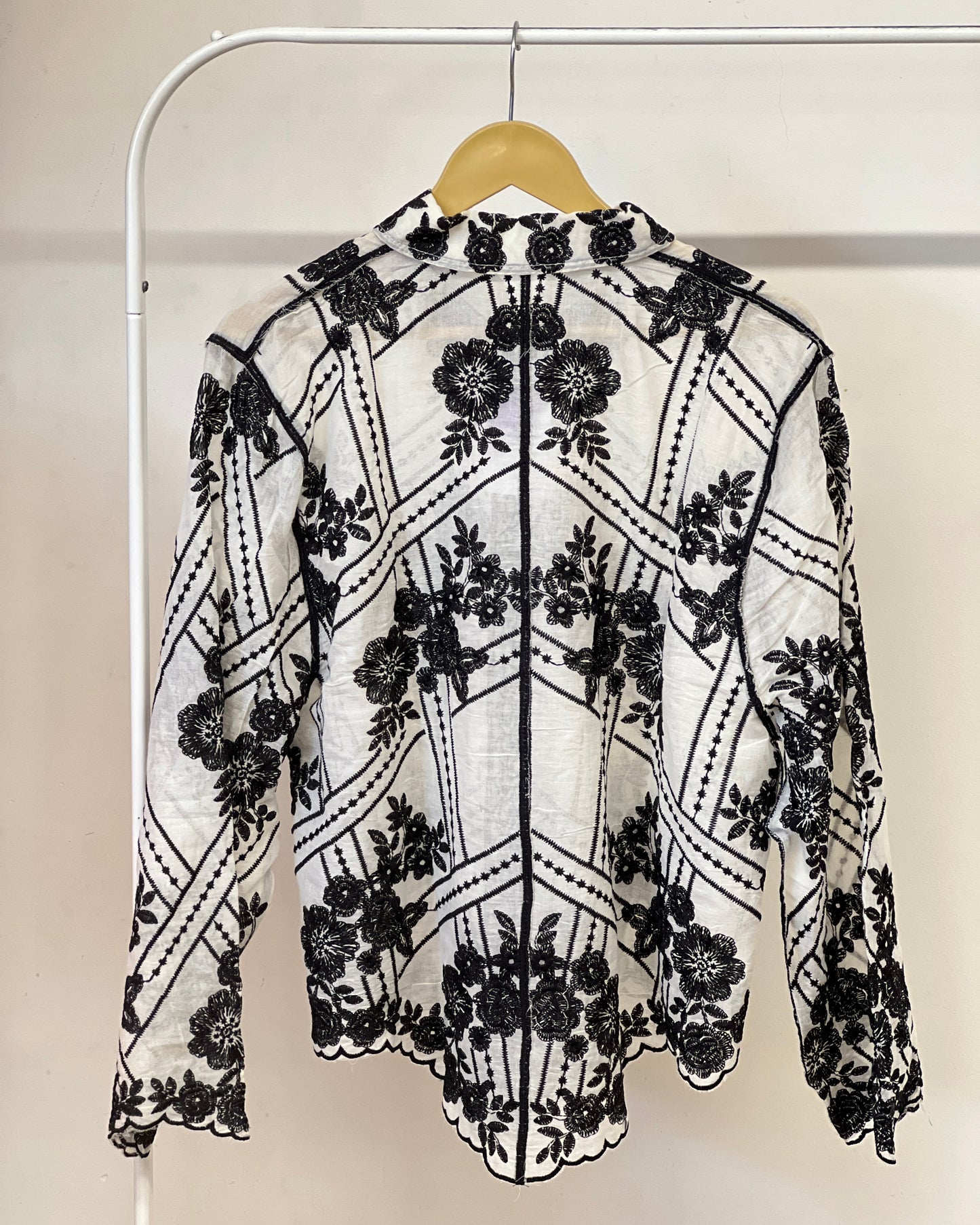 Tela by ash women white shirt with black embroidery shirt