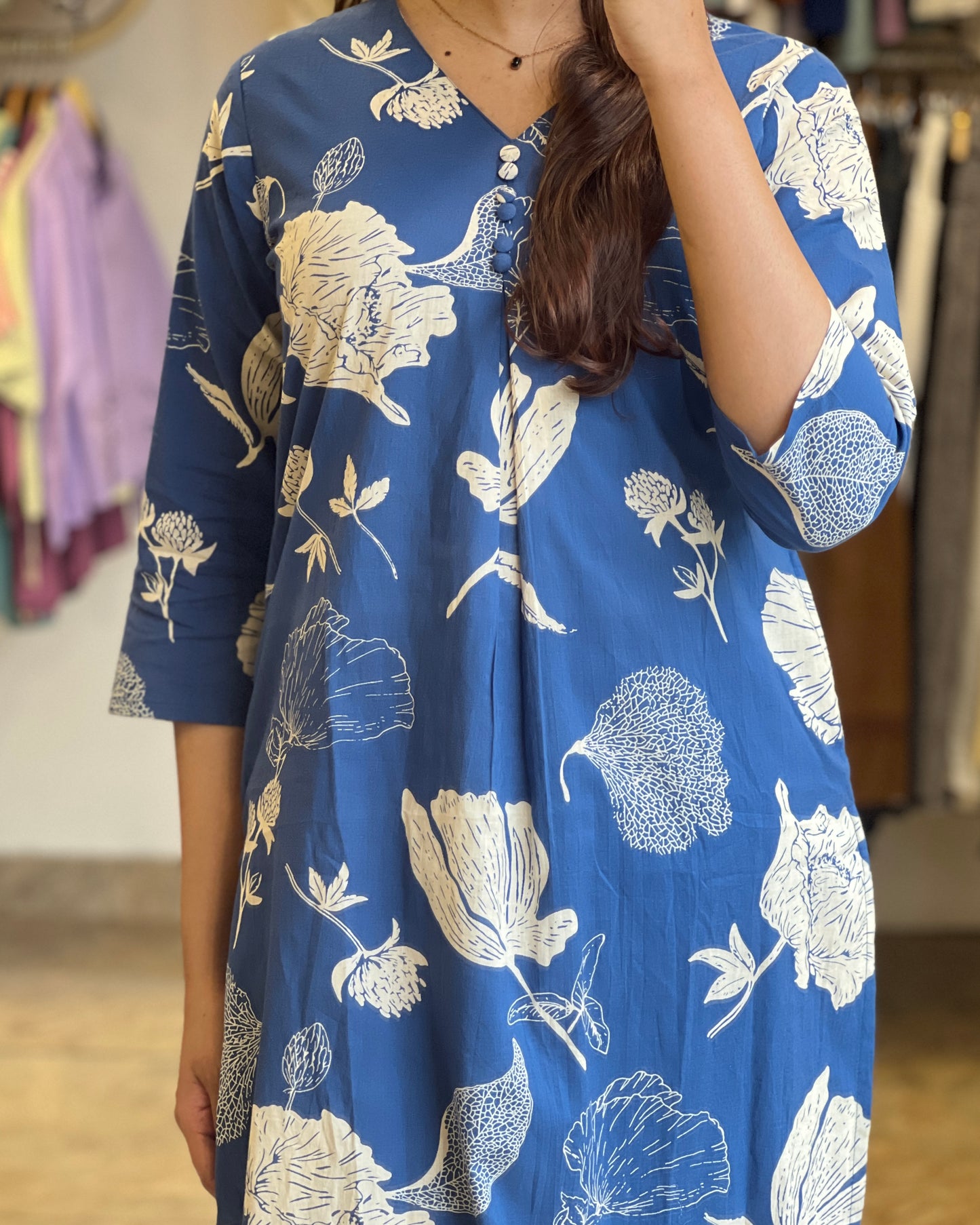 Blue floral print loungewear co-ord set