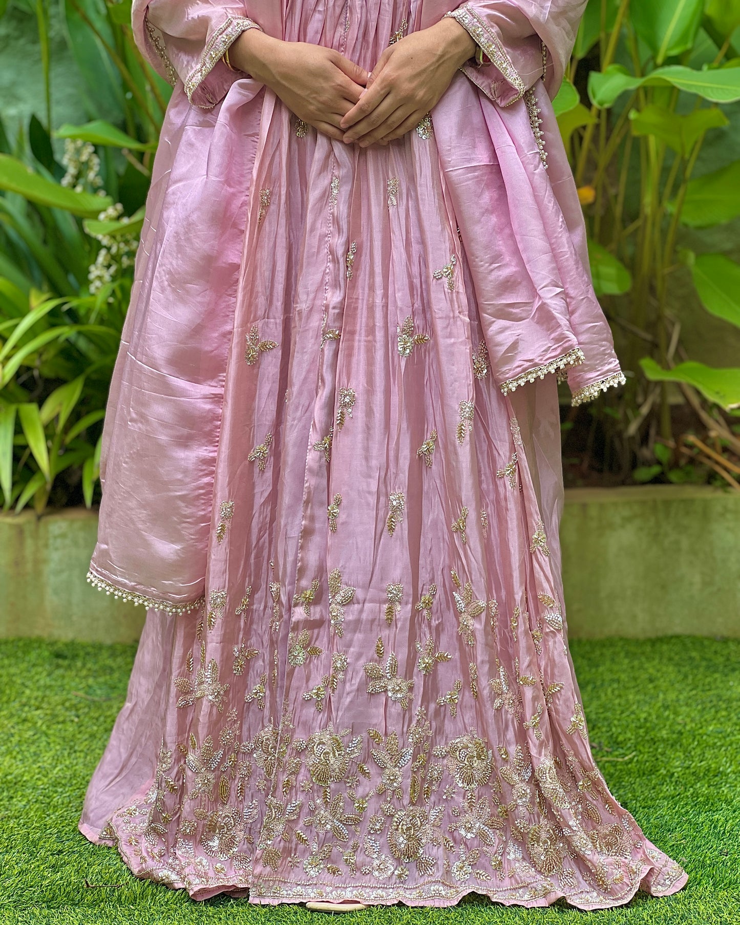 Pink three-piece salwar set