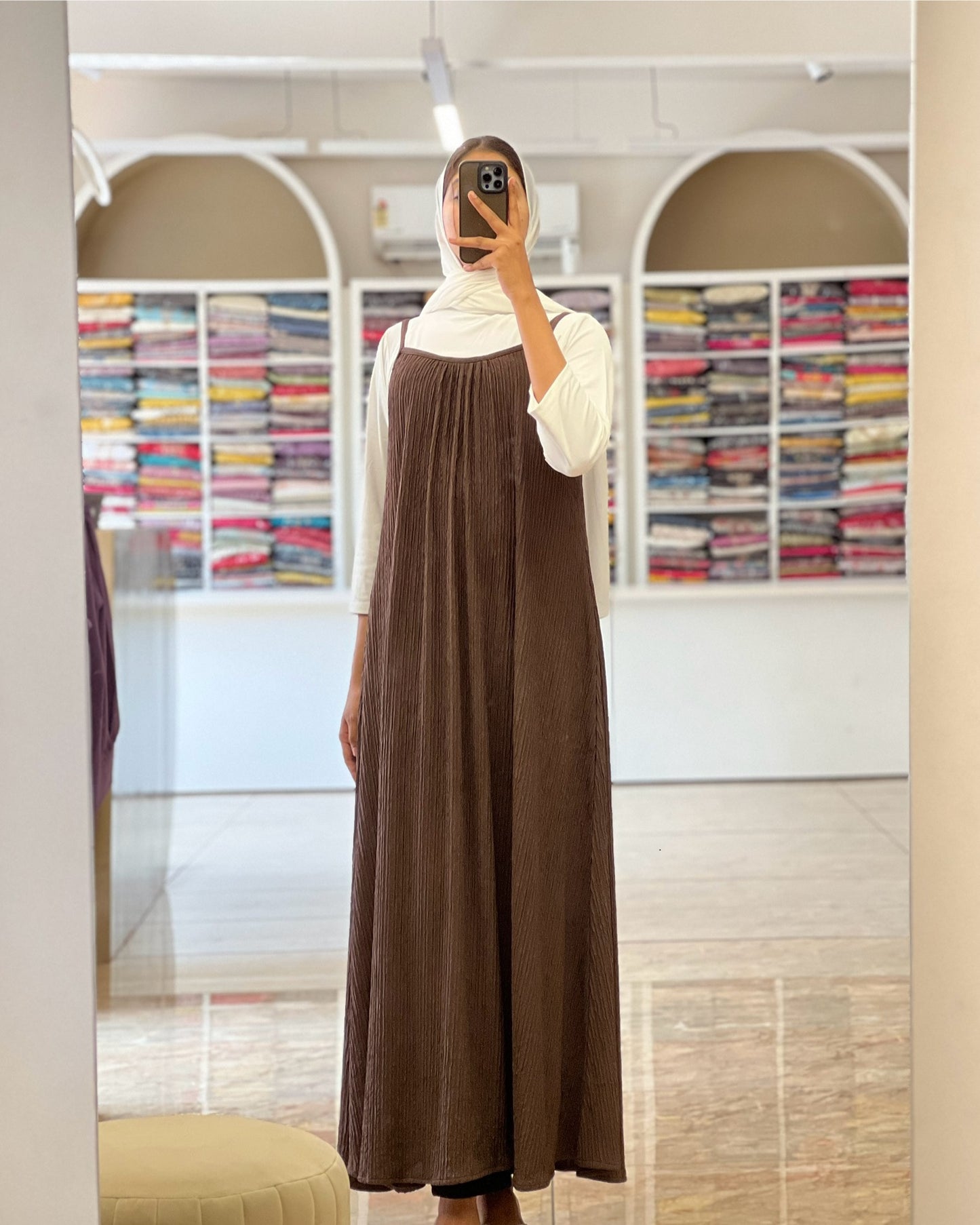 Tela by ash women free size pinafore with inner long dress