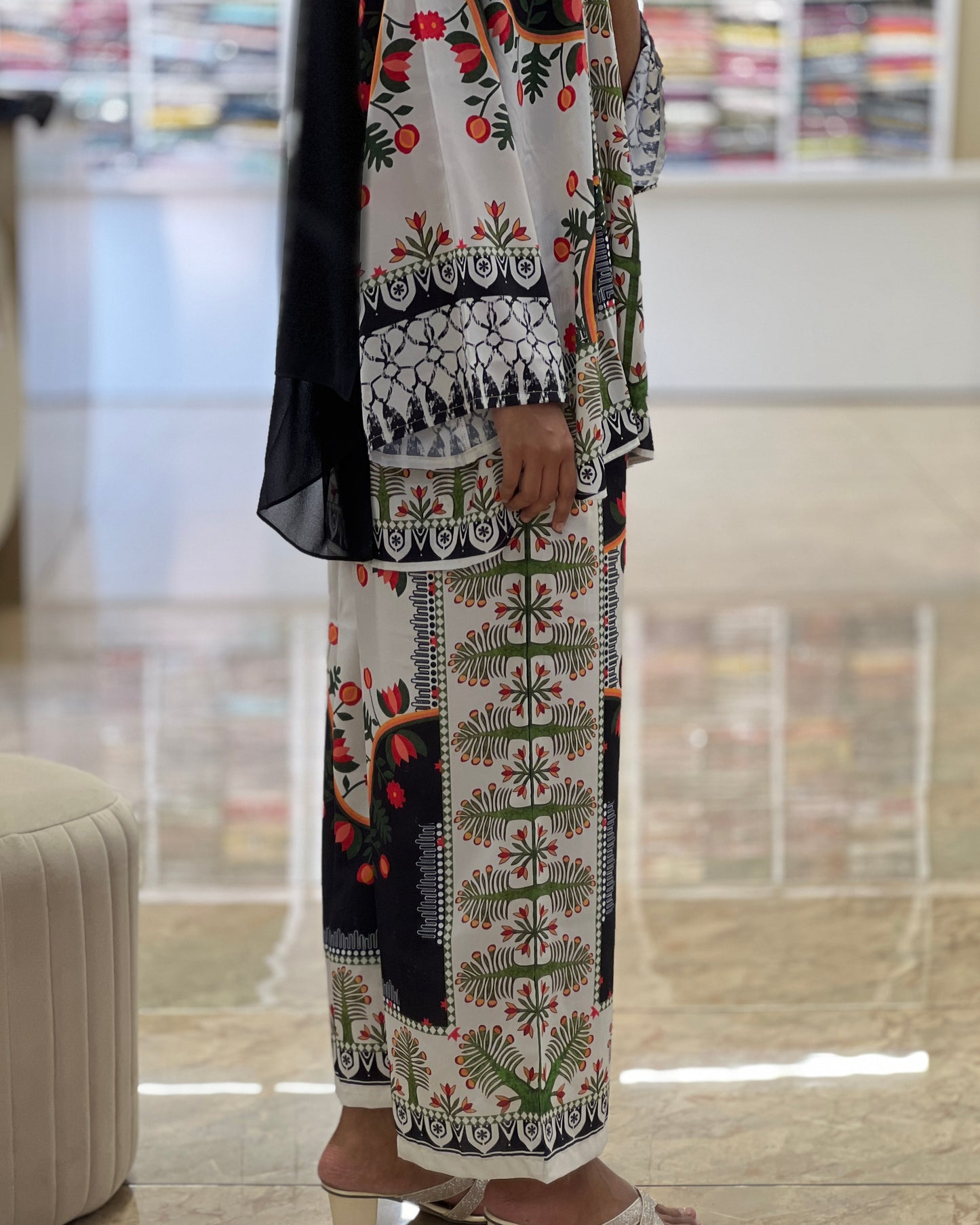 Tela by ash women imported palm print cordset