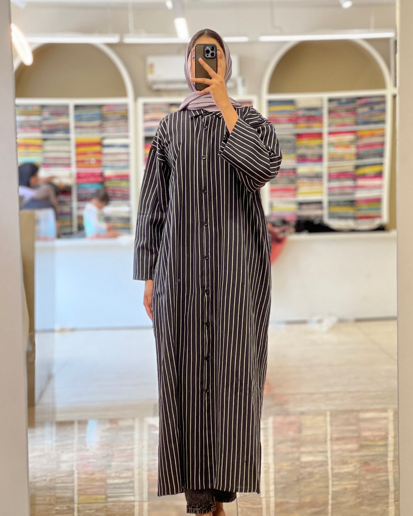 Tela by ash women striped cotton long shirt