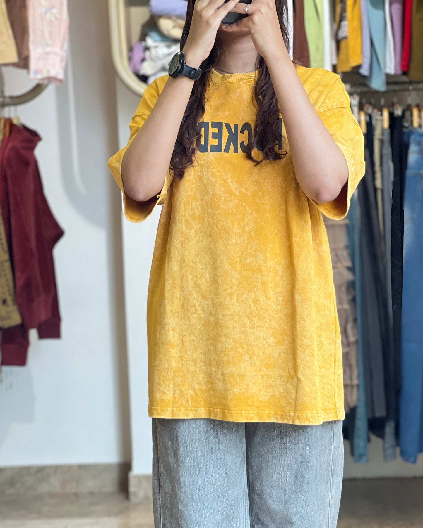 Tela by ash women oversized acid wash t-shirt