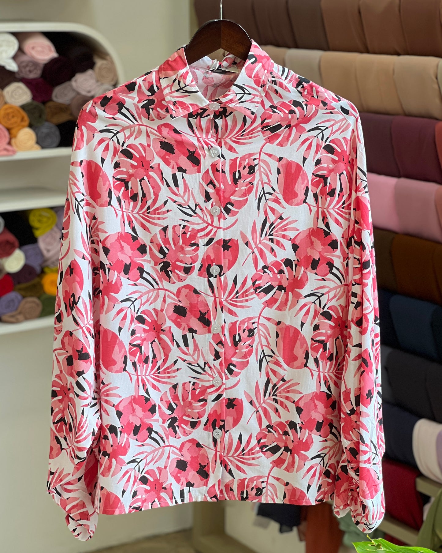 Tela by ash women pink tropical shirt