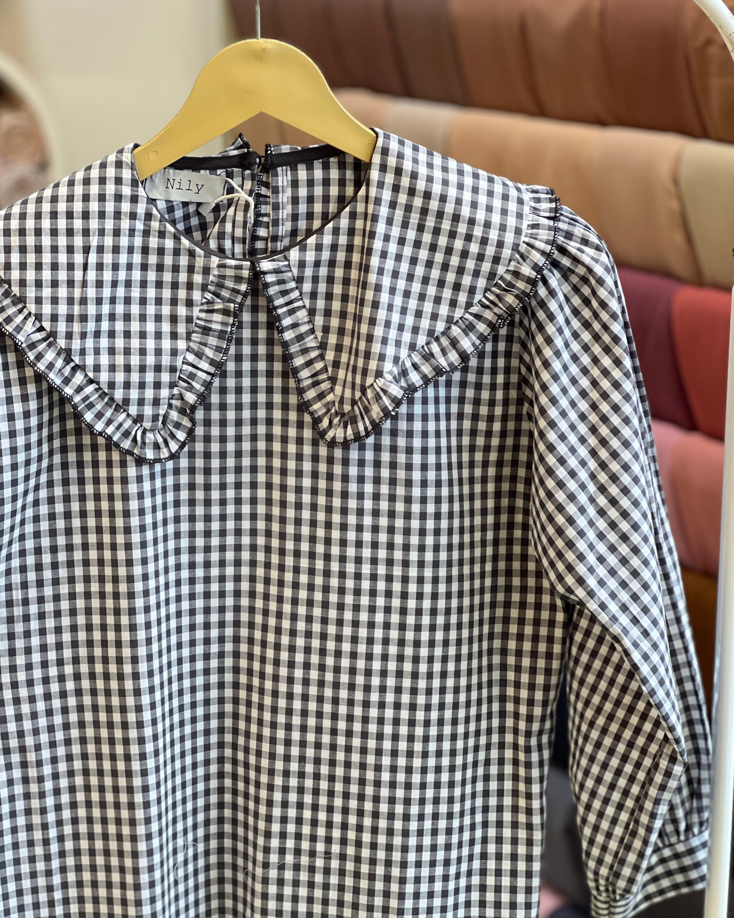 Tela by ash women black and white gingham Peter Pan collar dress