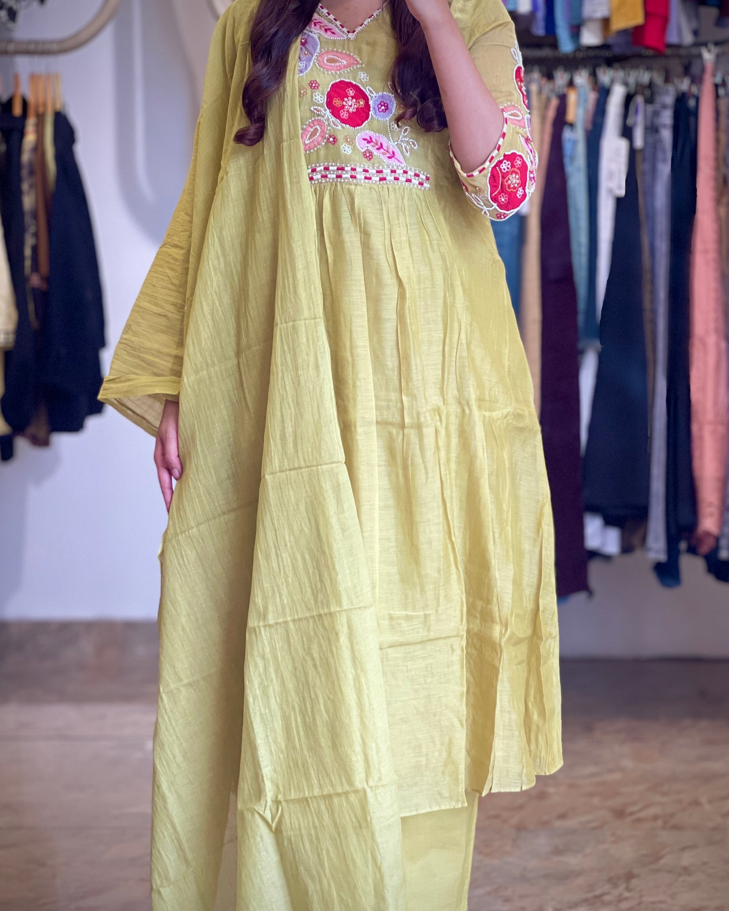 Women cotton salwar with hand embroidery