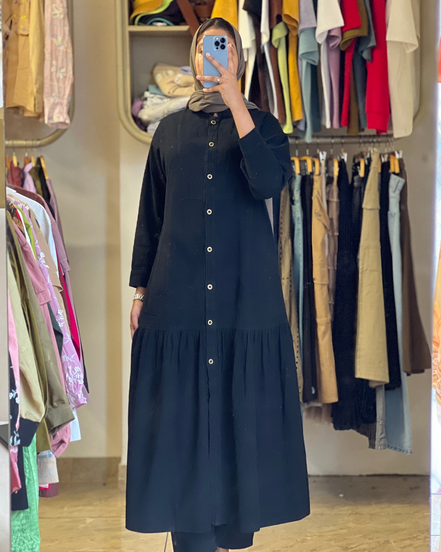 Tela by ash women black denim gown