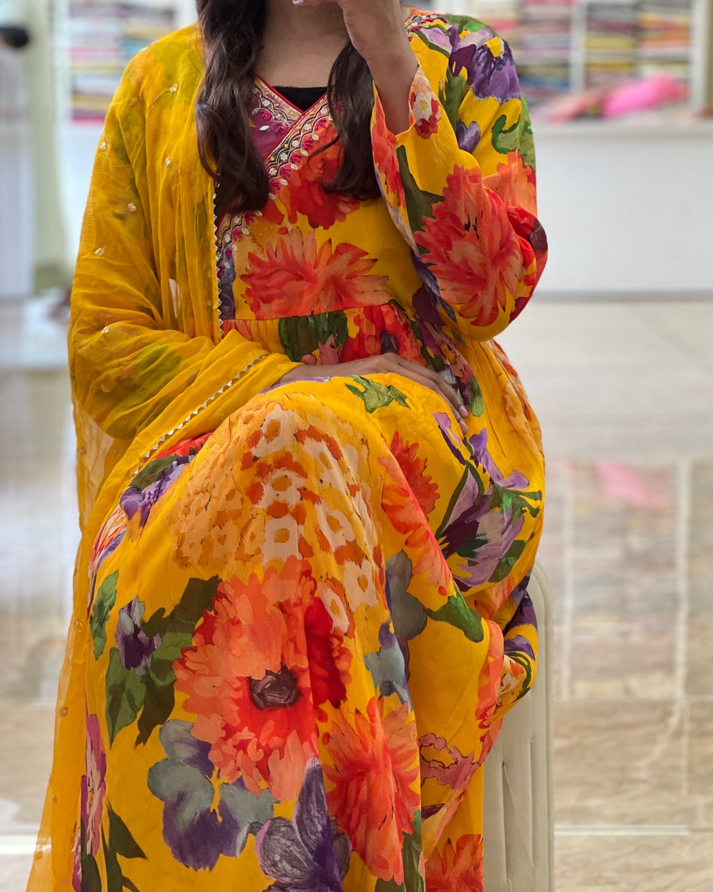 Tela by ash women chiffon Anarkali set