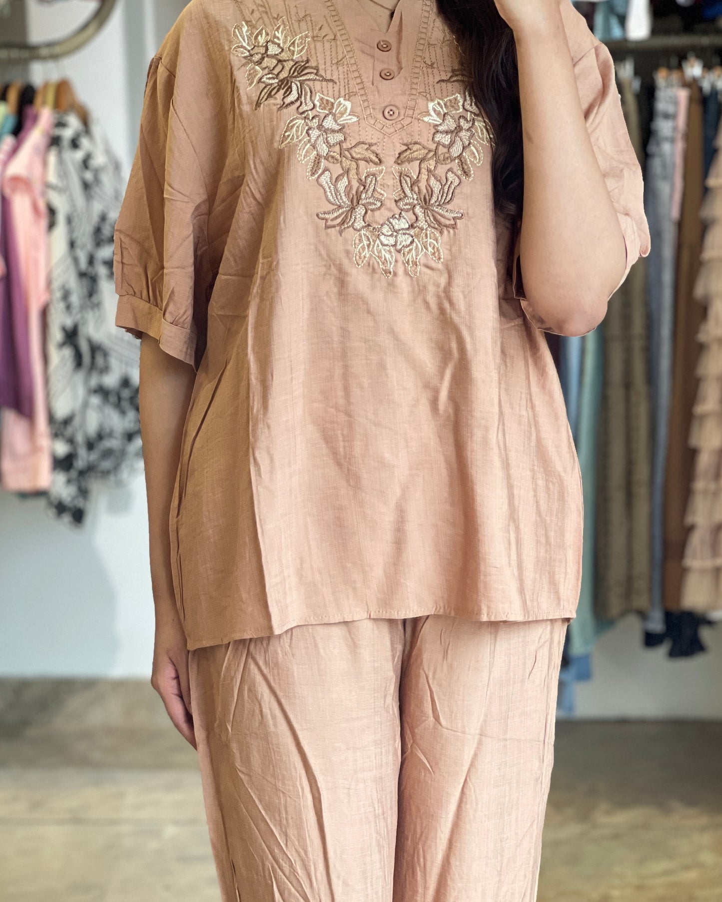 Tela by ash women beige casual co-ord set