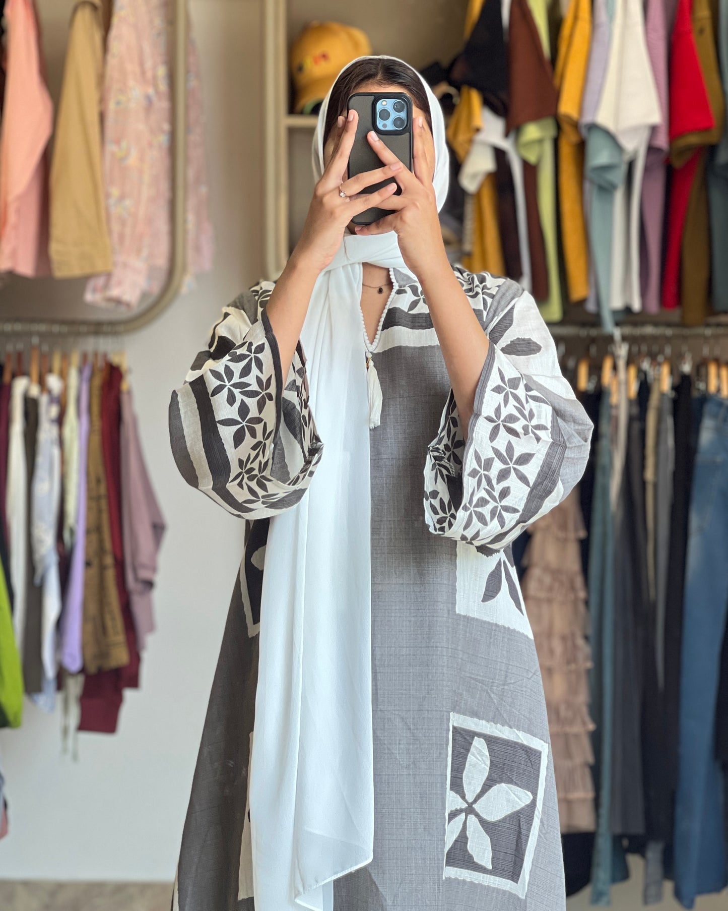 Tela by ash women grey imported printed gown