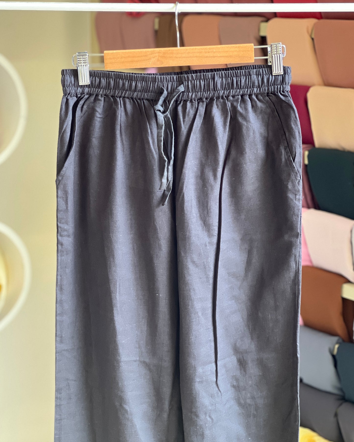 Linen straight fit pant