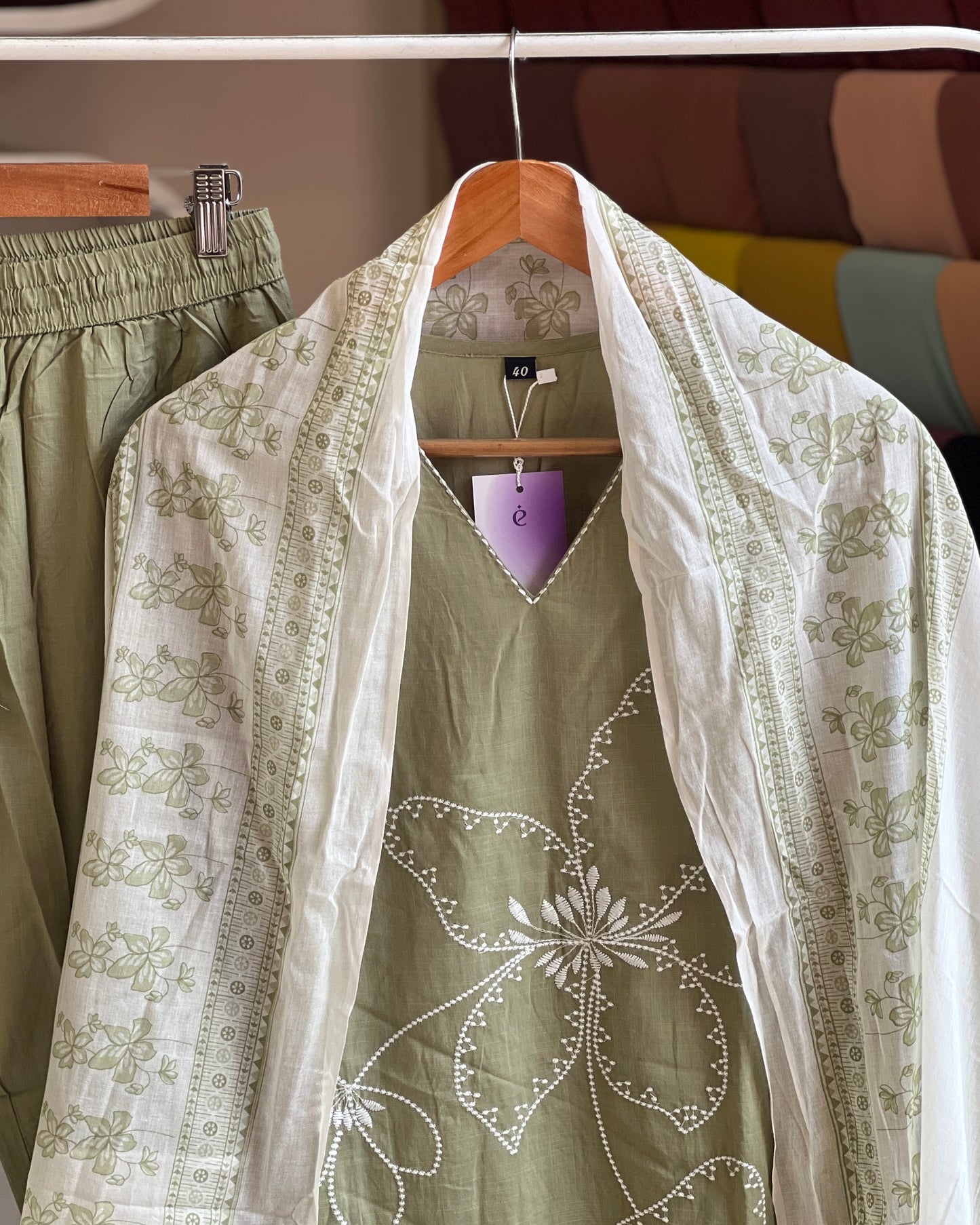 Women’s light green Cotton salwar