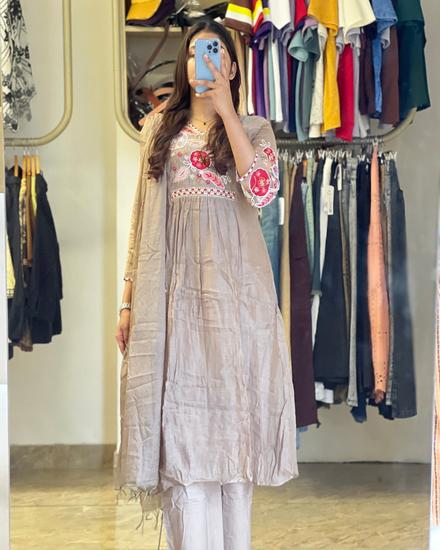 Women cotton salwar with hand embroidery