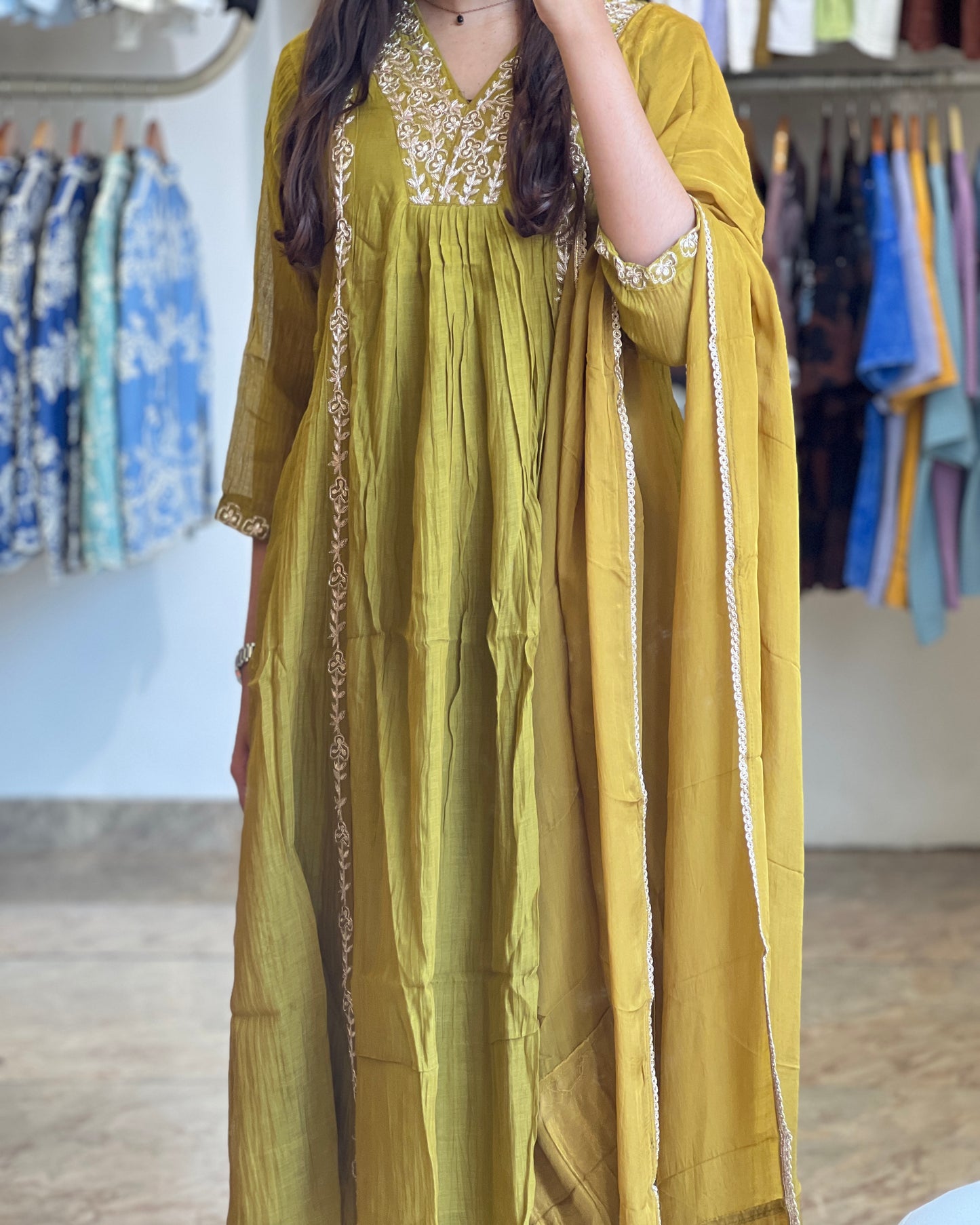 Tela by Ash woman malchanderi premium Anarkali Partywear salwar